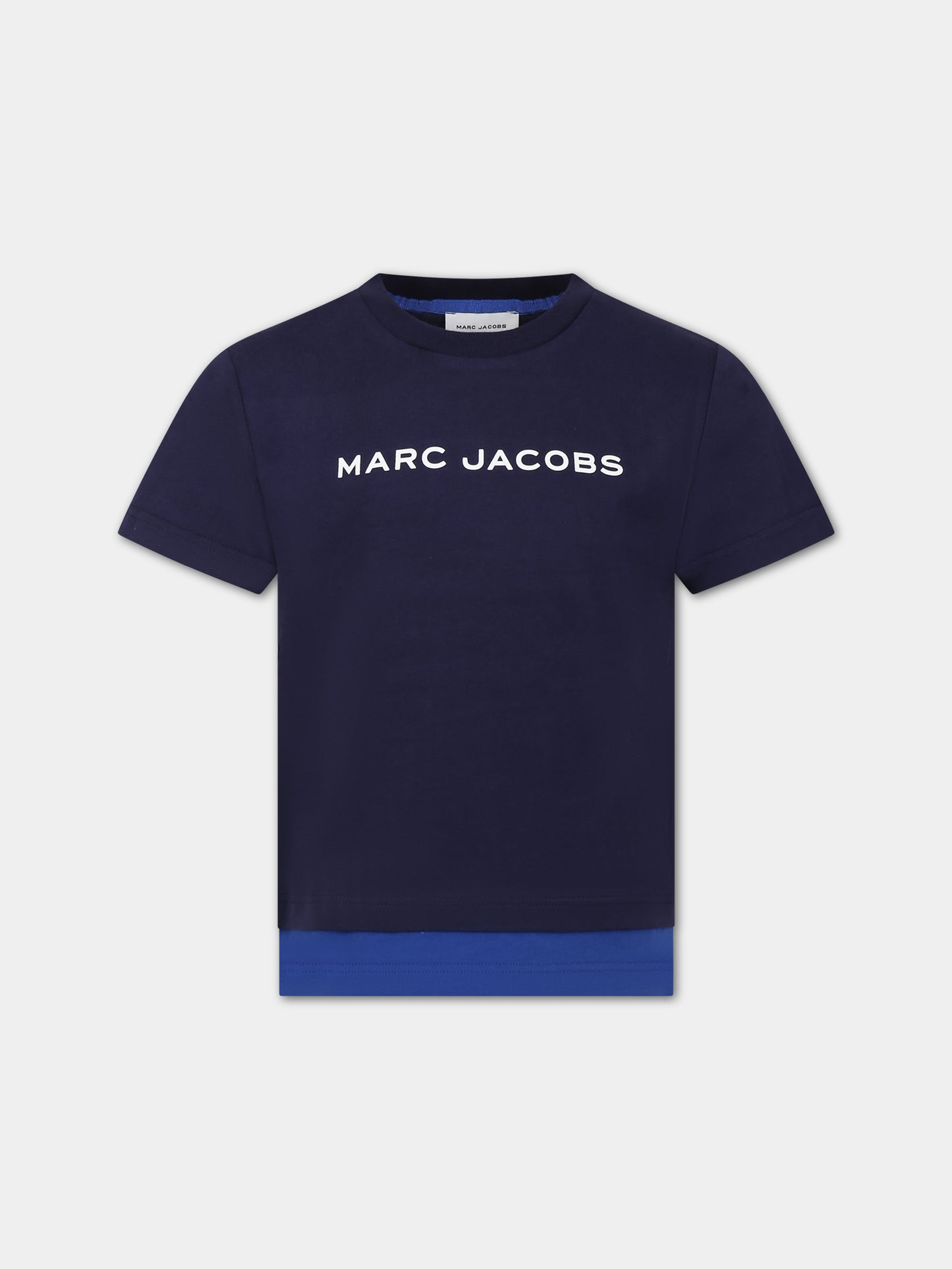 T-shirt blu per bambino con logo,Little Marc Jacobs,W25601 83E