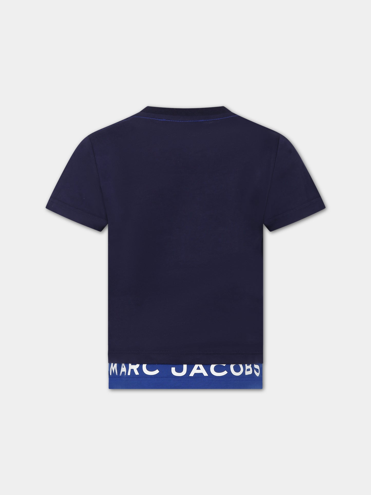 T-shirt blu per bambino con logo,Little Marc Jacobs,W25601 83E