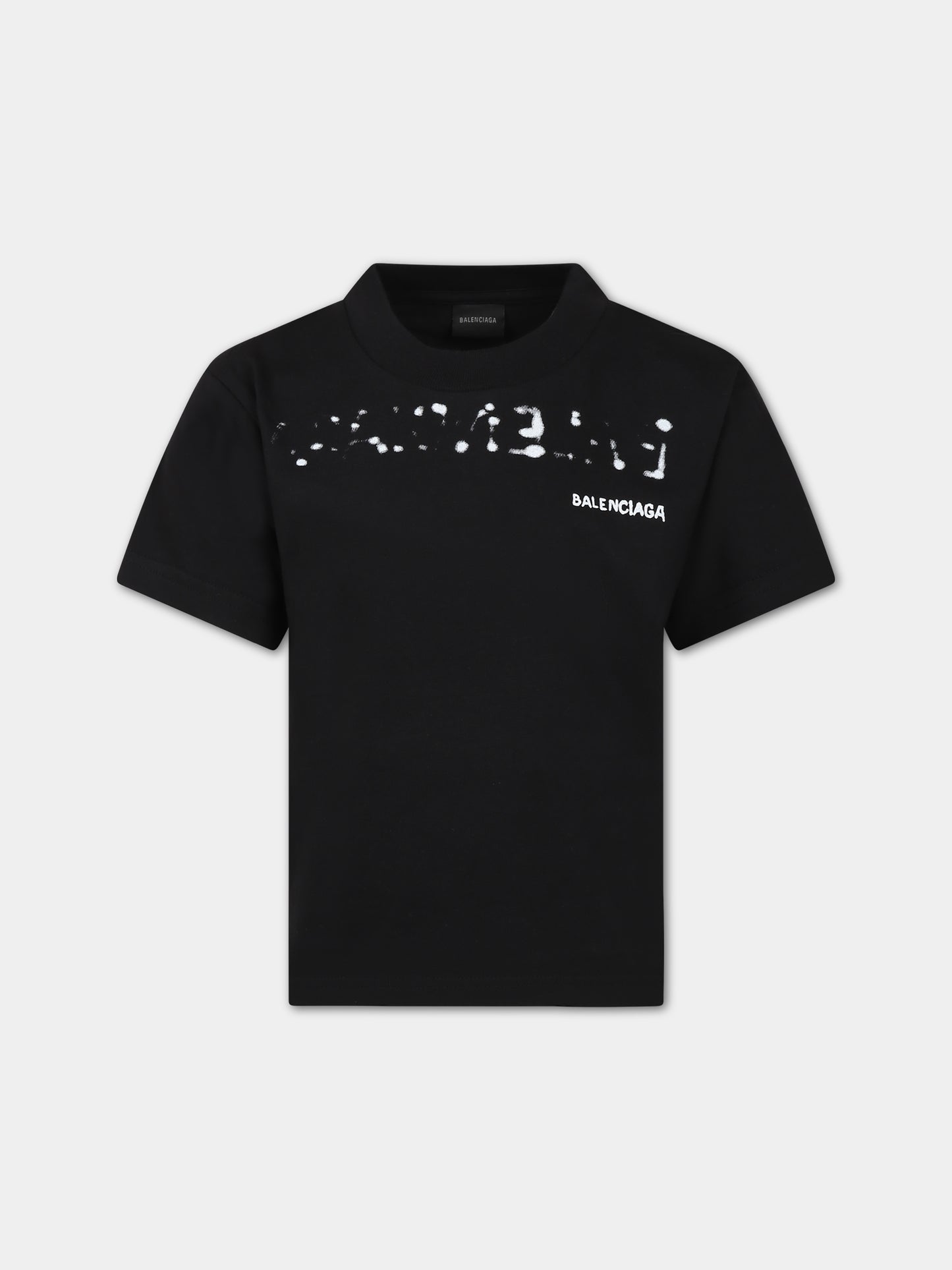 T-shirt nera per bambini con logo,Balenciaga,681864 TOVT5 1070