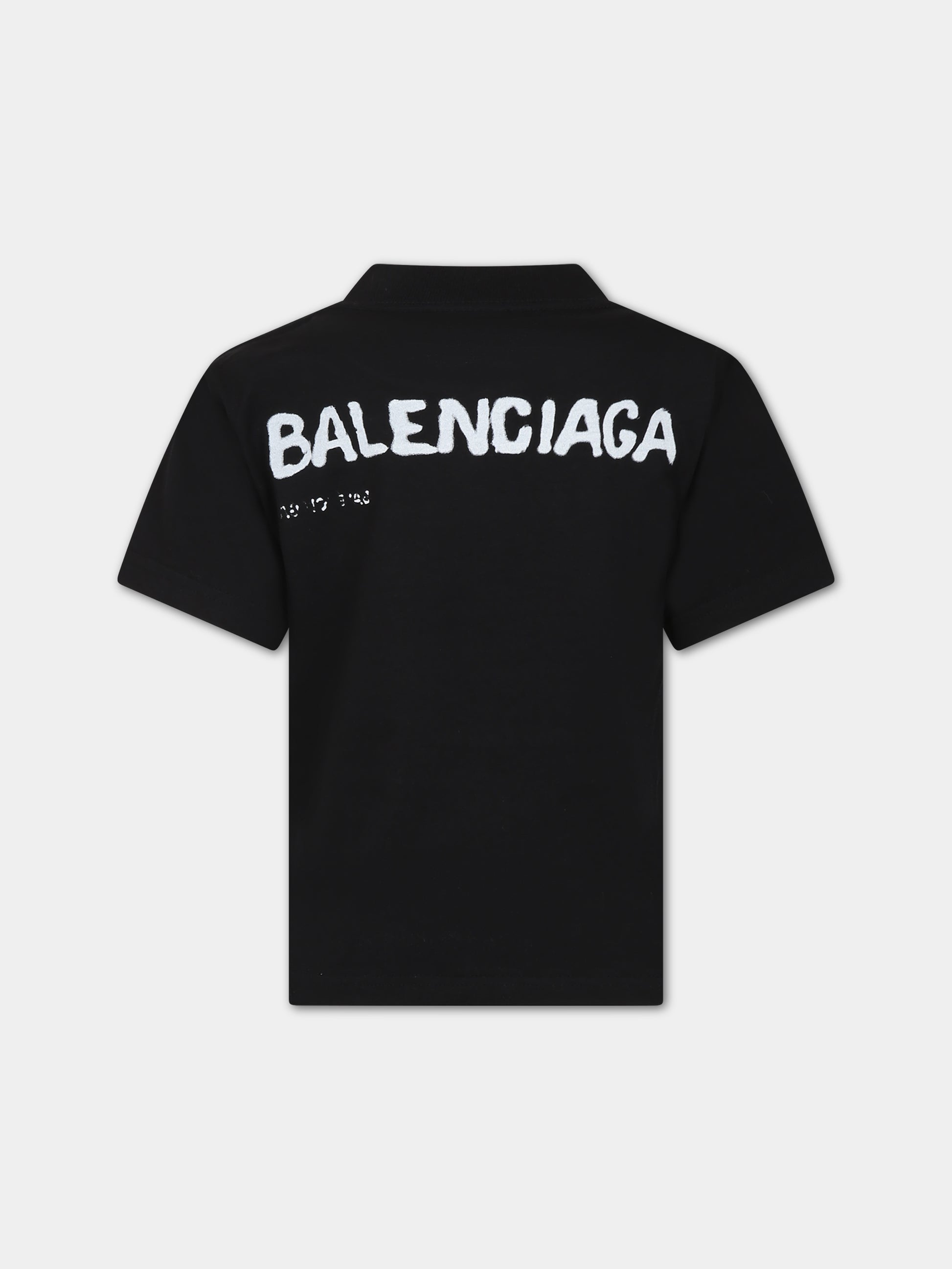 T-shirt nera per bambini con logo,Balenciaga,681864 TOVT5 1070