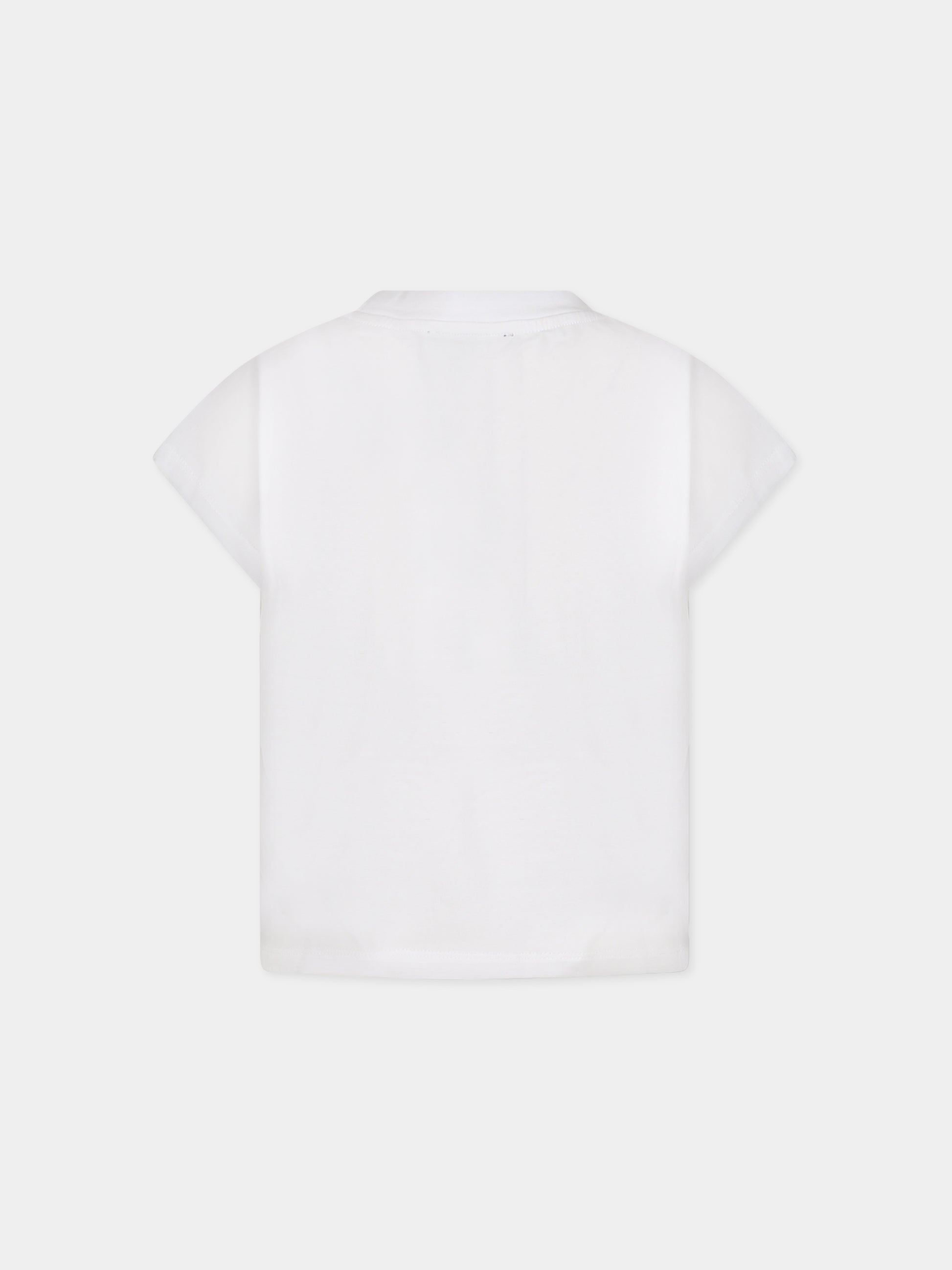 T-shirt bianca per bambina con logo,Dkny,D35S01 10B