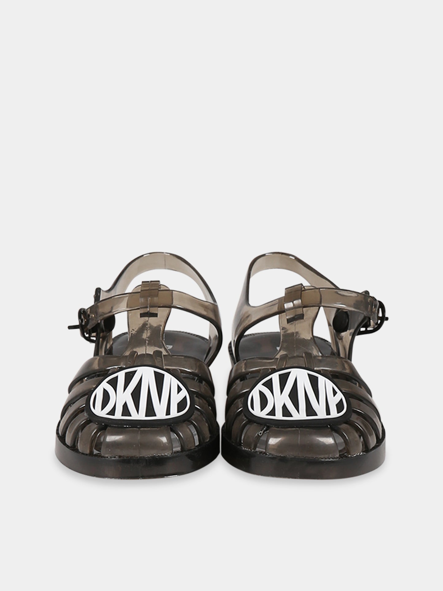 Sandali neri per bambina con logo,Dkny,D39069 09B