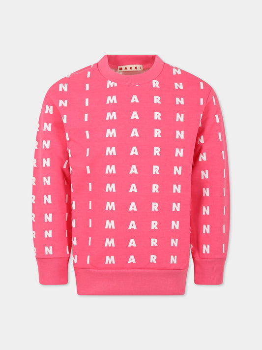 Felpa fucsia per bambina con logo,Marni Kids,M00768 M00NU 0M337