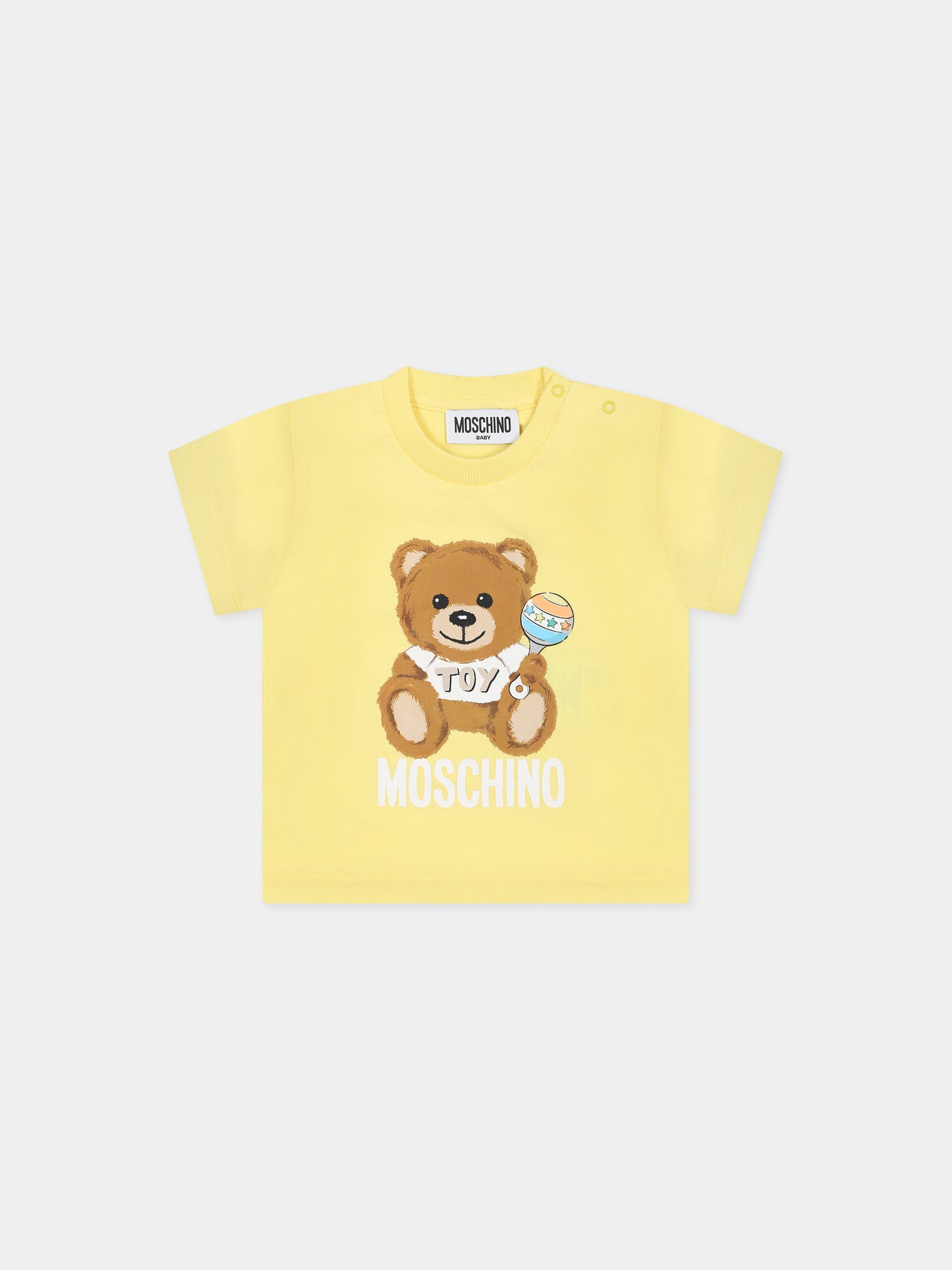 T-shirt gialla per neonati con Teddy Bear e logo,Moschino Kids,MOM032 LAA03 50230