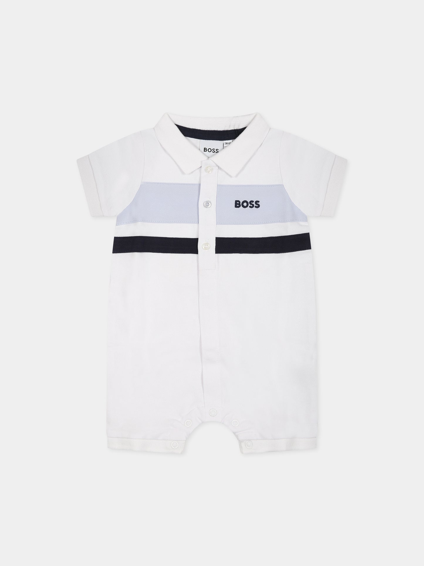 Pagliaccetto bianco per neonato con logo,Boss,J94339 10P