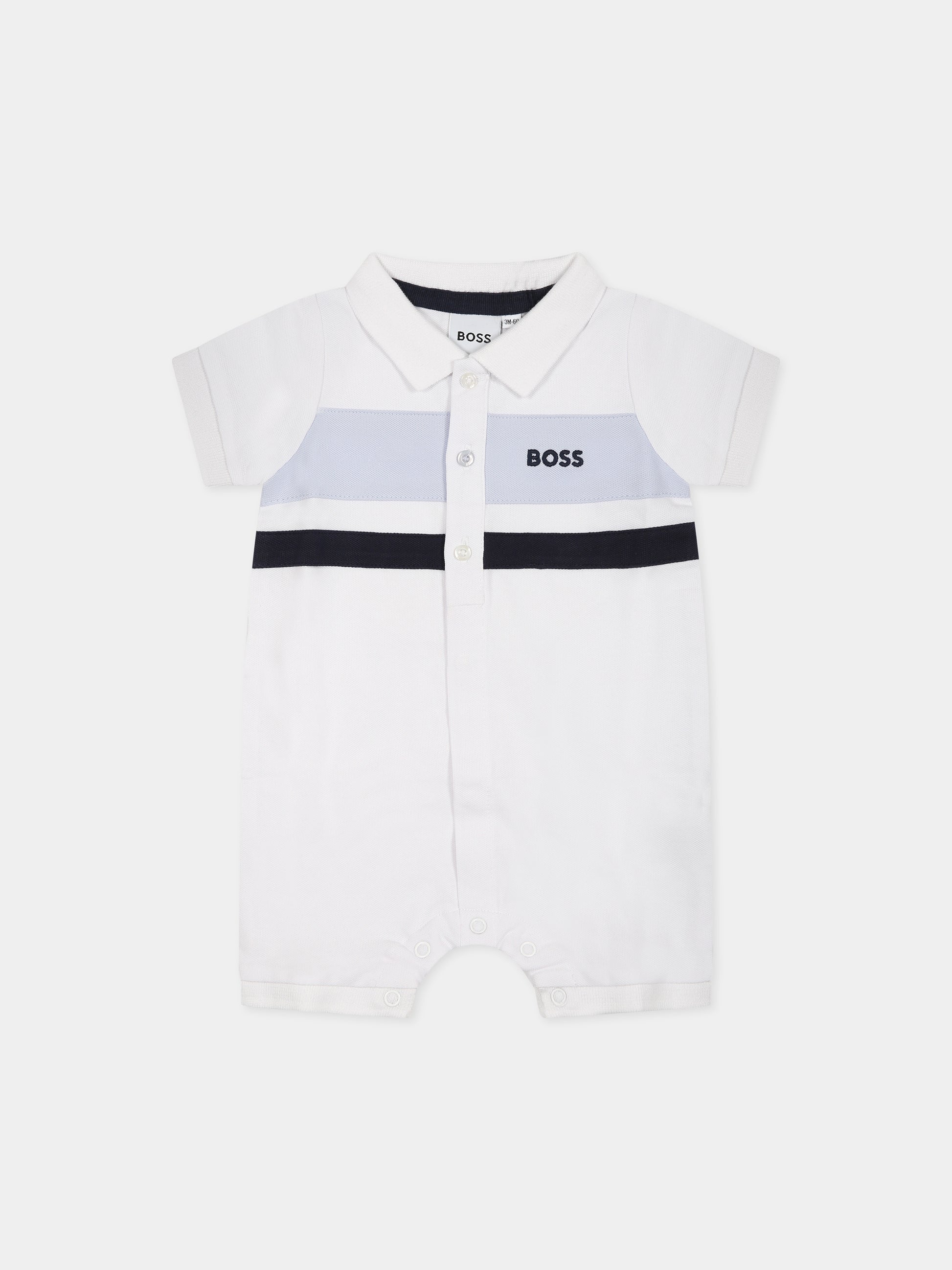 Pagliaccetto bianco per neonato con logo,Boss,J94339 10P