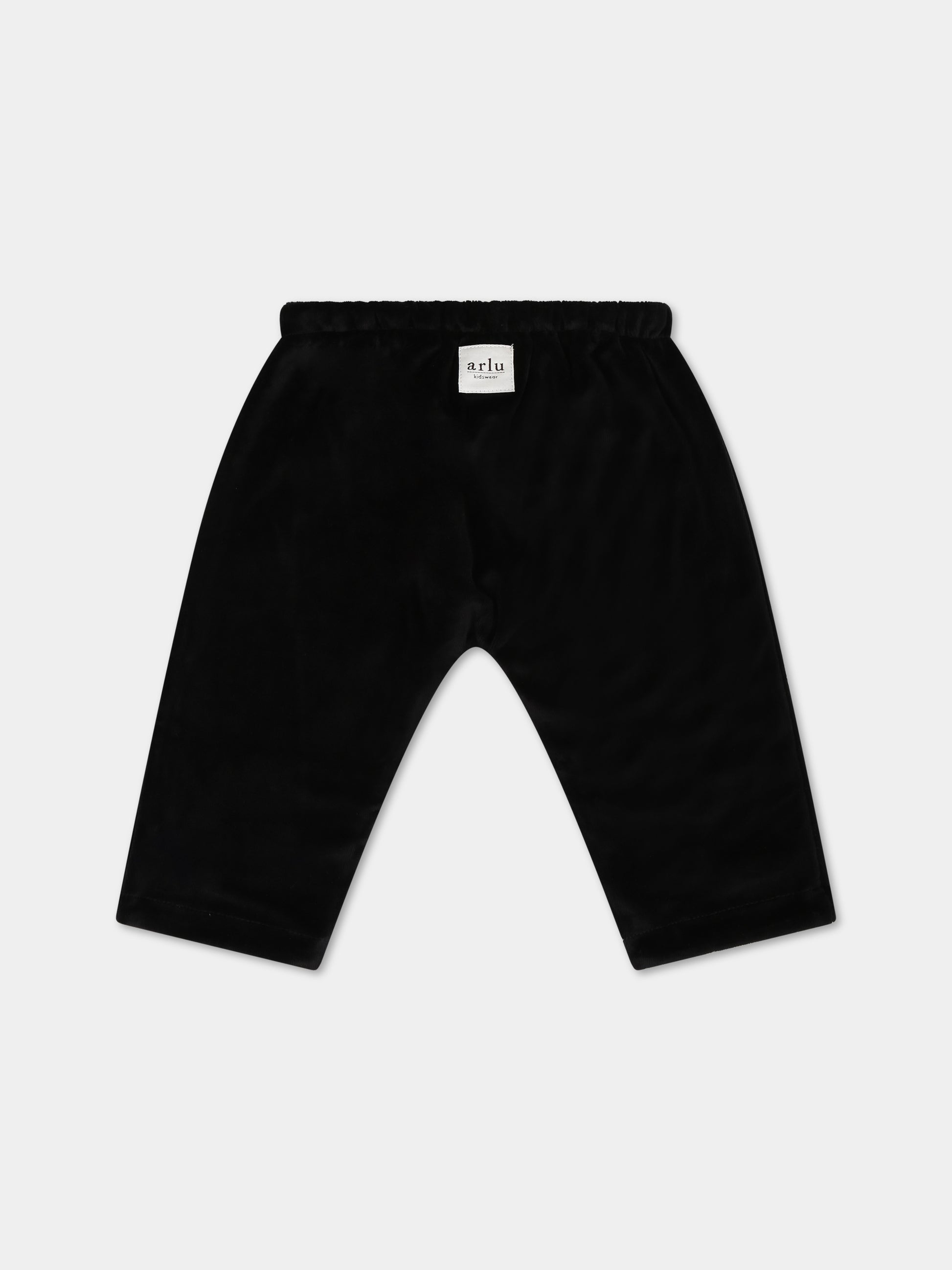 Pantaloni neri per neonati con logo,Arlu Kidswear,PANTALONE CINIGLIA