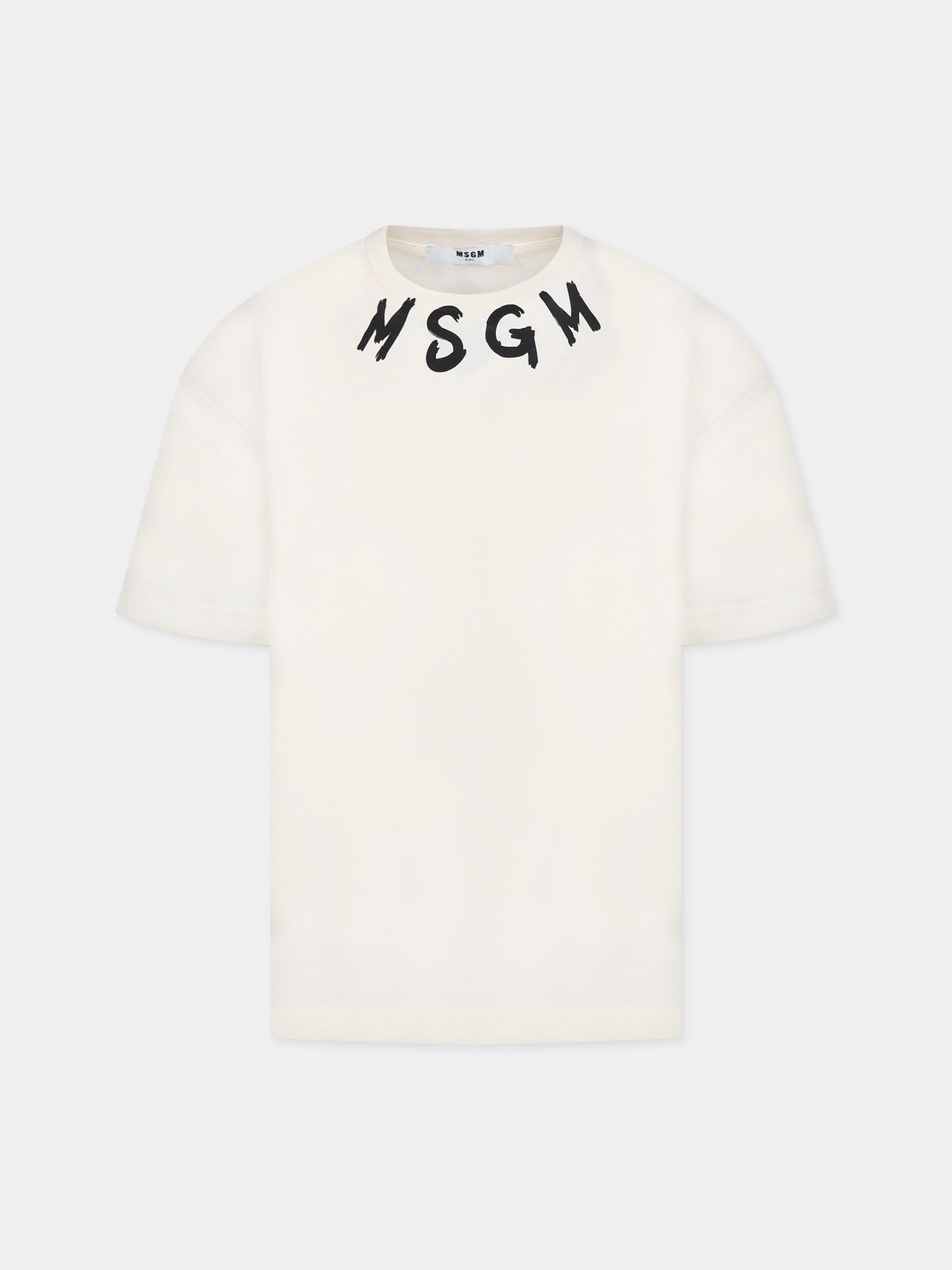 T-shirt avorio per bambini con logo,Msgm Kids,MS029318 013