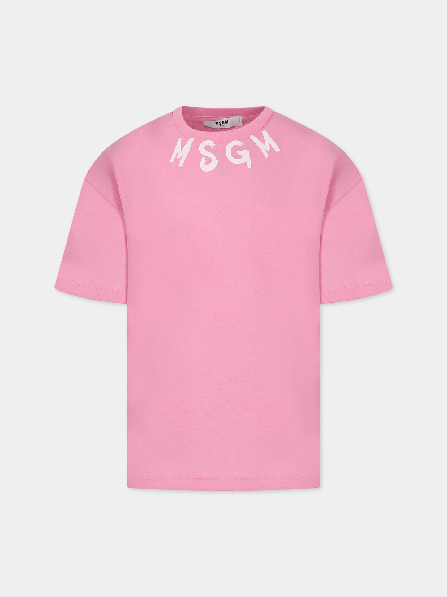 T-shirt rosa per bambina con logo,Msgm Kids,MS029318 042