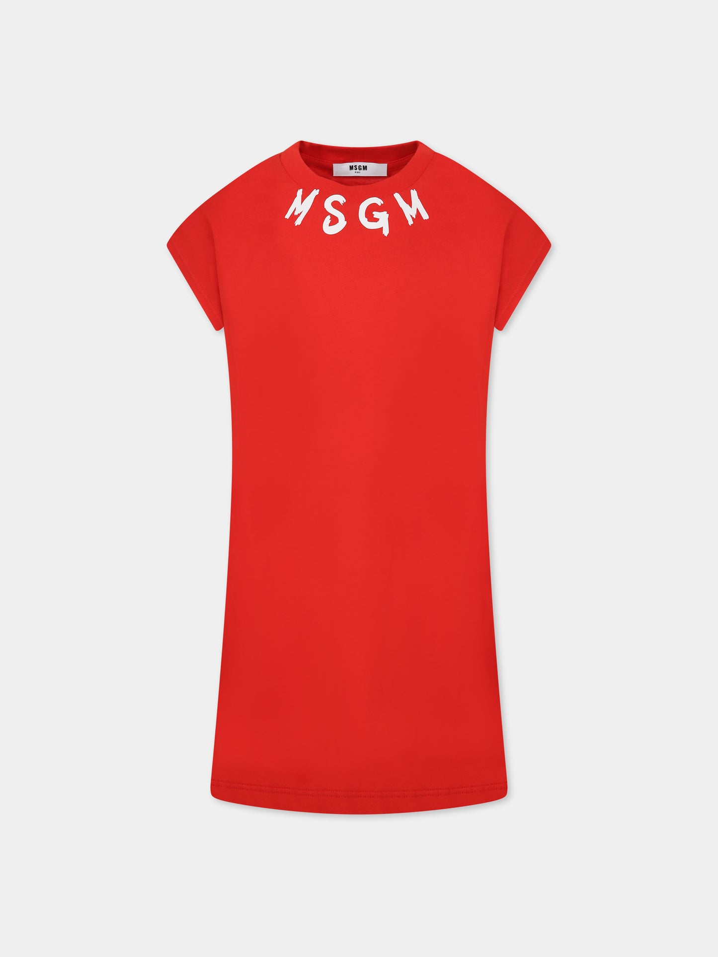 Vestito rosso per bambina con logo,Msgm Kids,MS029340 040