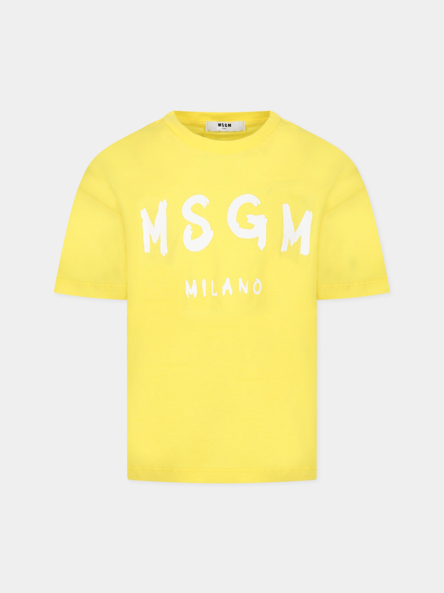 T-shirt gialla per bambina con logo,Msgm Kids,MS029372 020