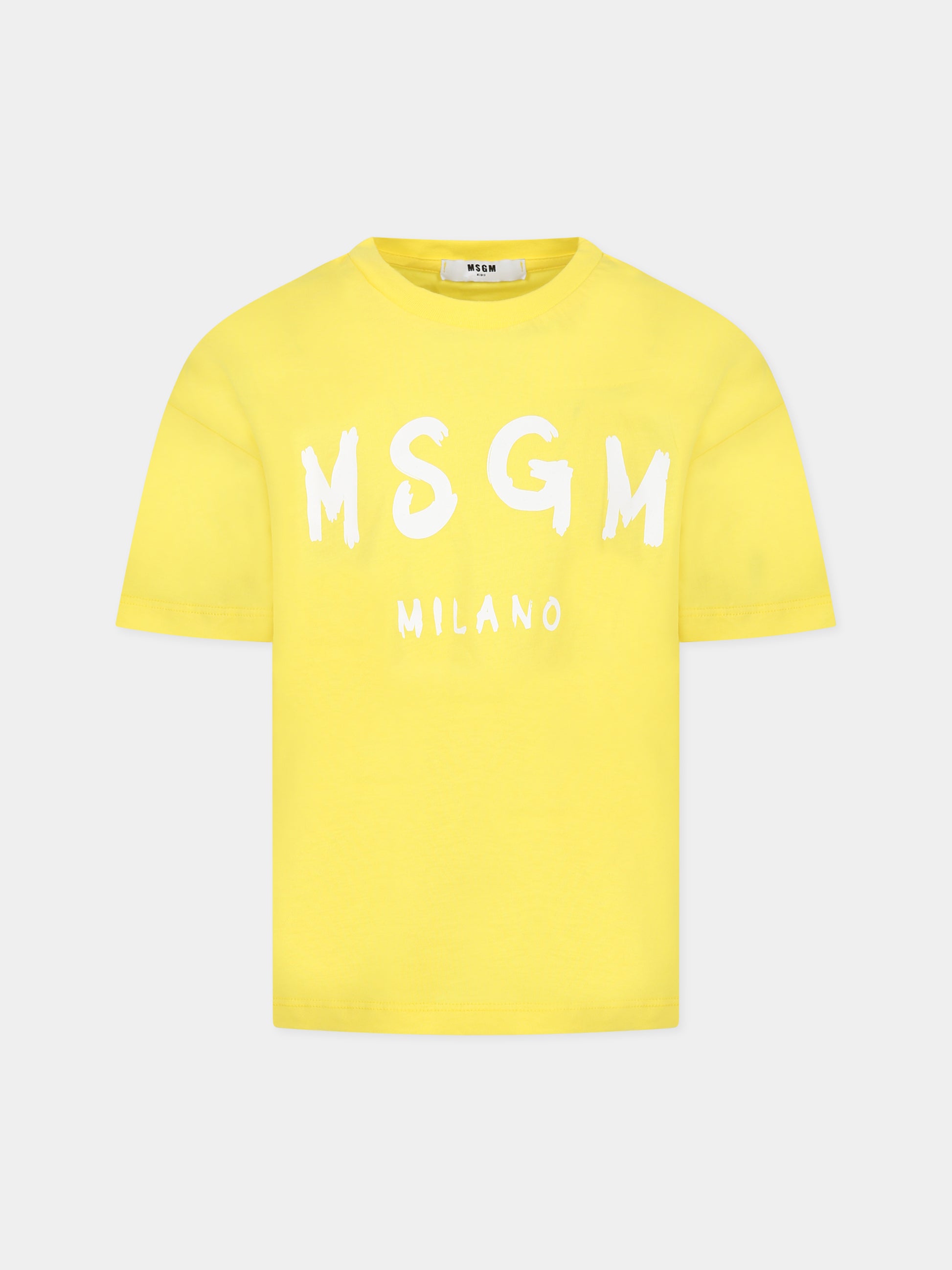 T-shirt gialla per bambina con logo,Msgm Kids,MS029372 020