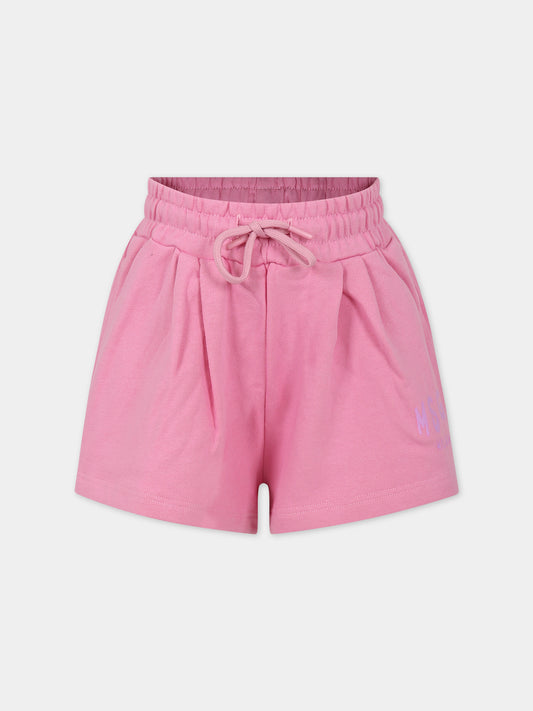 Shorts rosa per bambina con logo,Msgm Kids,MS029329 042