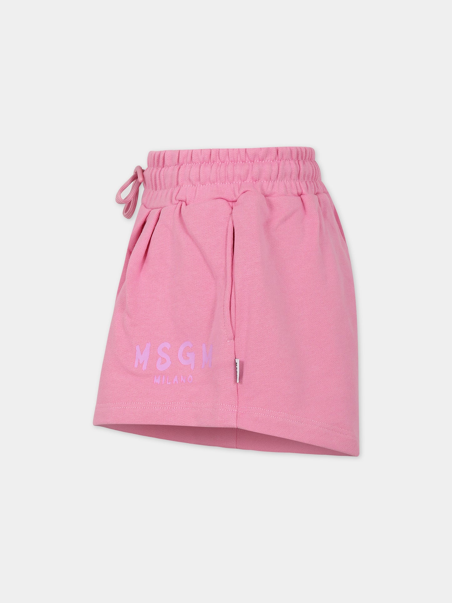 Shorts rosa per bambina con logo,Msgm Kids,MS029329 042