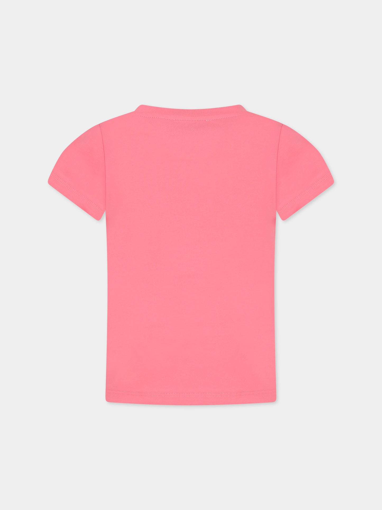 T-shirt rosa per bambina con Teddy bear e fiori,Moschino Kids,HDM04T LBA00 51047