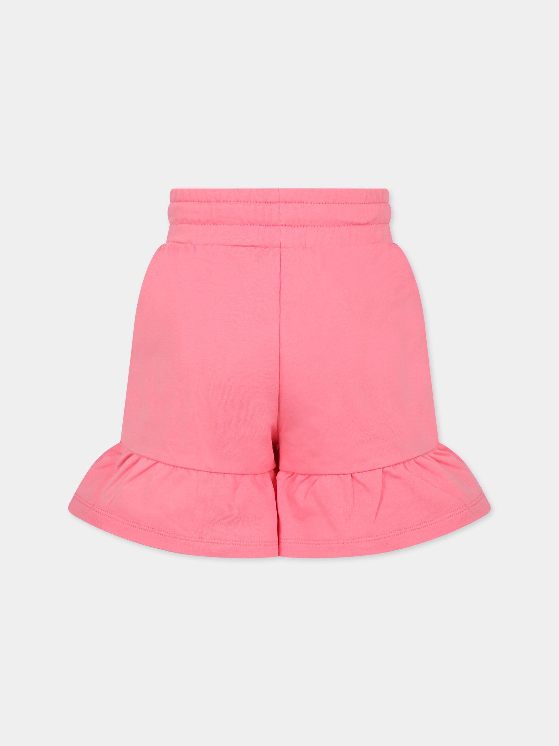 Shorts rosa per bambina con Teddy Bear e fiori,Moschino Kids,HDQ00R LDA01 51047