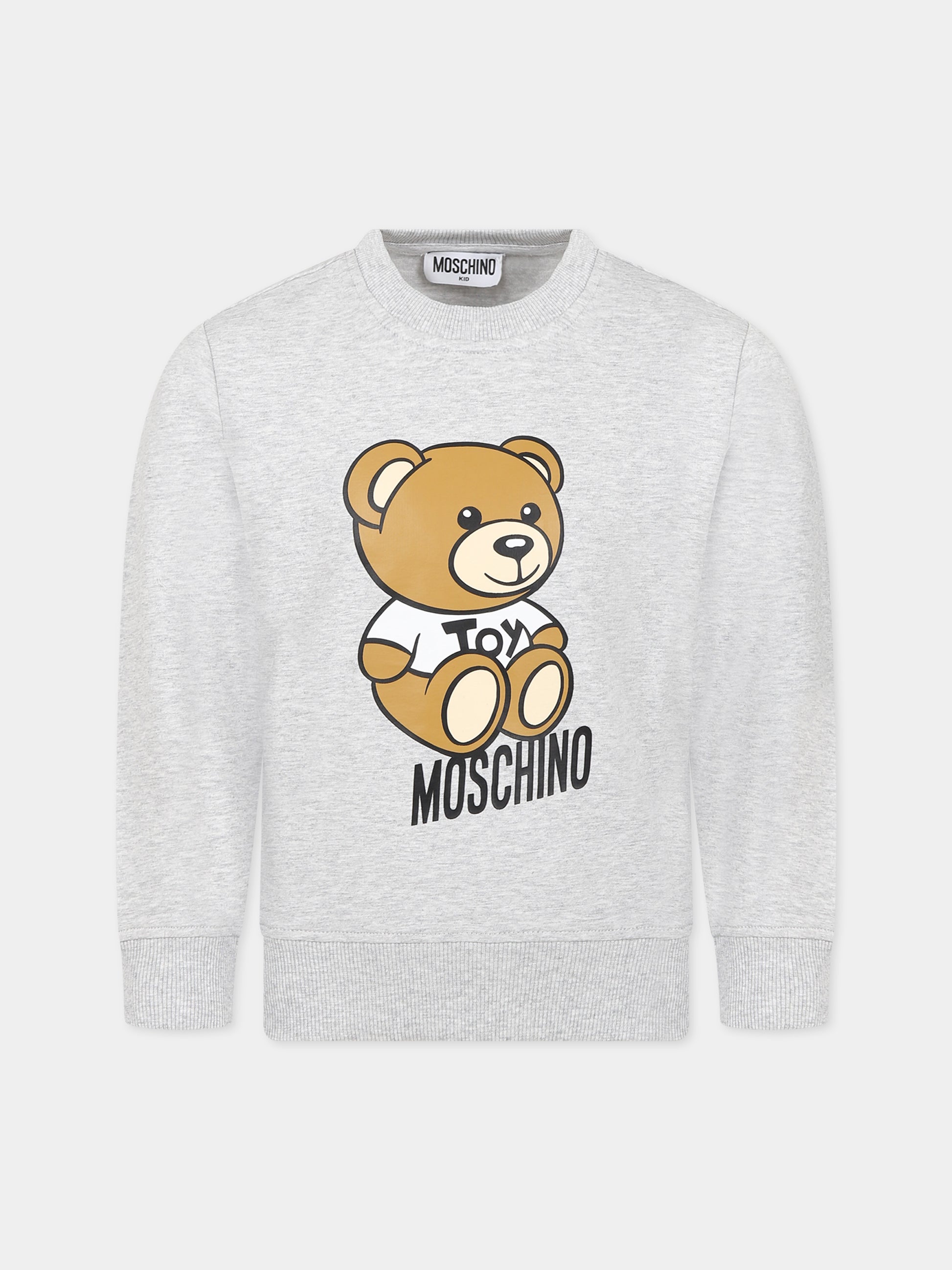 Felpa griga per bambini con Teddy Bear e logo,Moschino Kids,HRF05R LDA00 60926