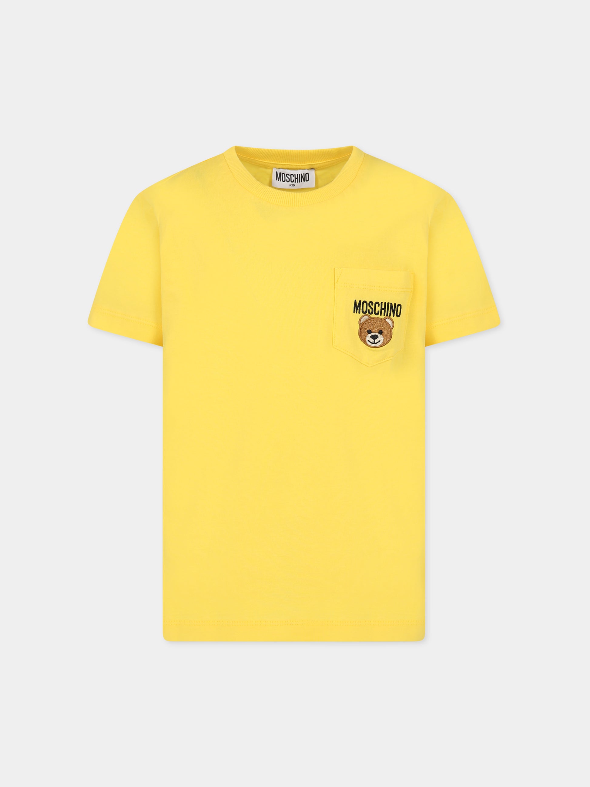T-shirt gialla per bambini con Teddy Bear e logo,Moschino Kids,HUM049 LAA24 50162