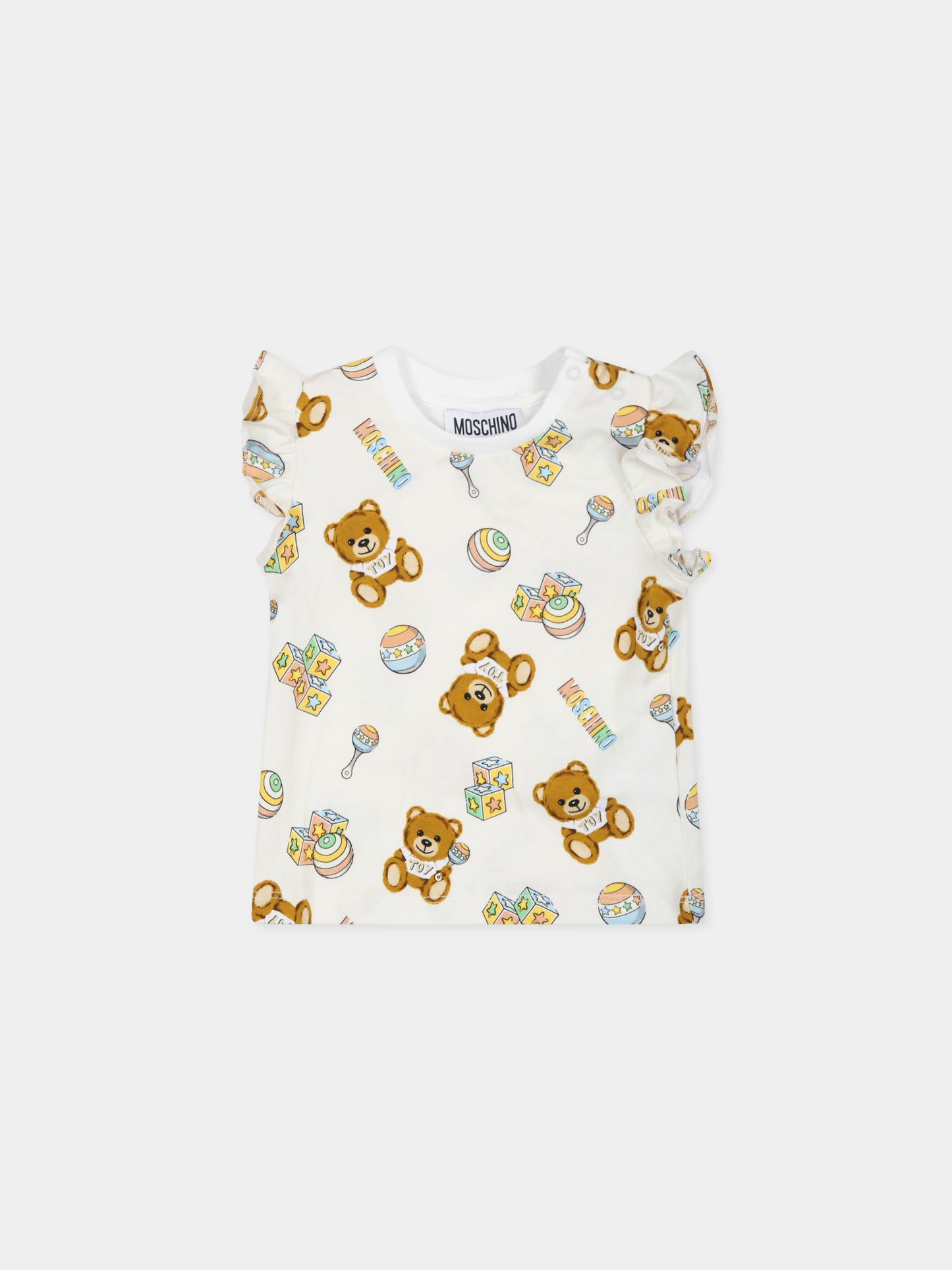 Completo multicolor per neonata con Teddy Bear e logo,Moschino Kids,MDG00S LMA01 50209