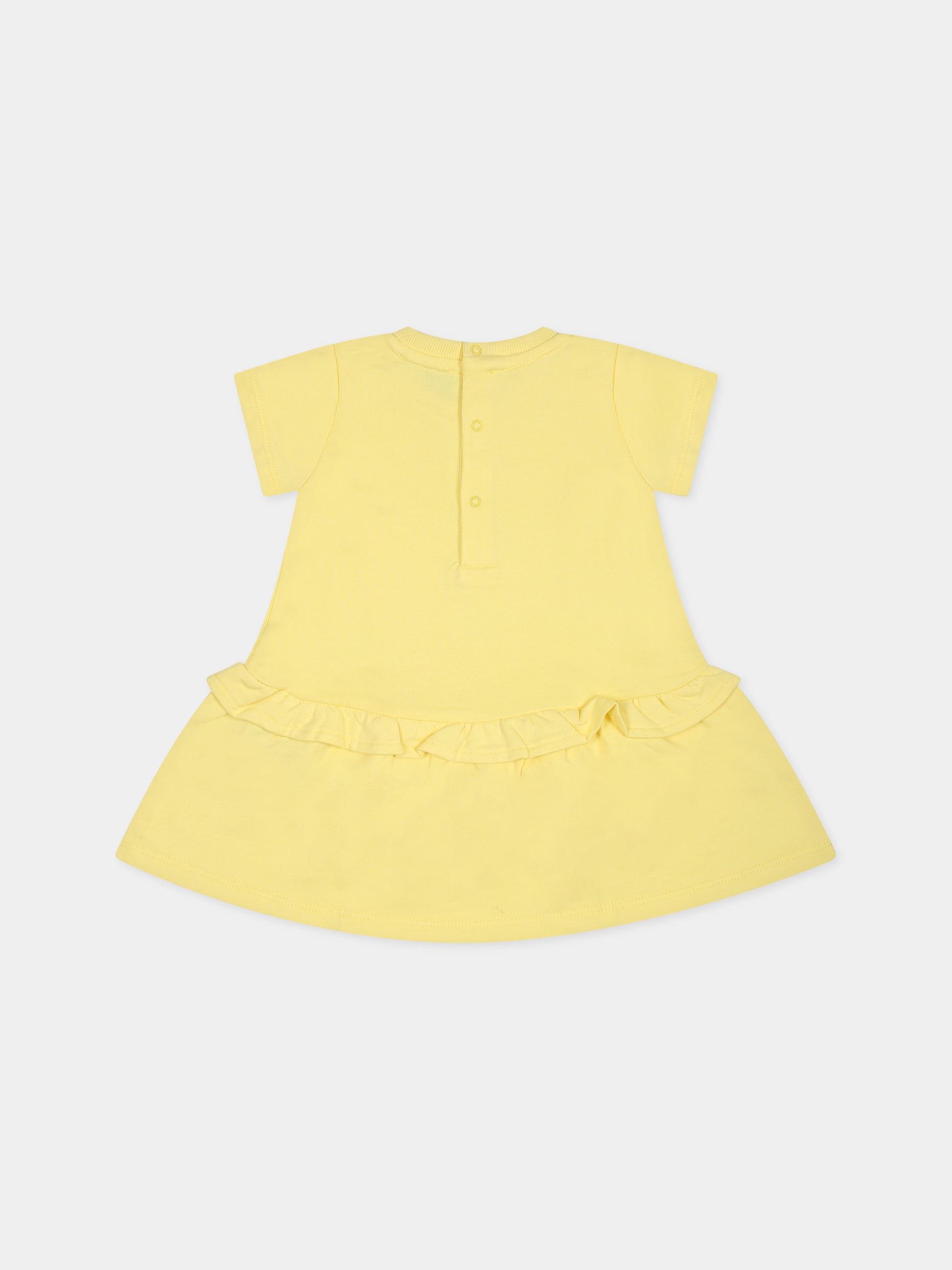 Vestito giallo per neonata con Teddy Bear e logo,Moschino Kids,MEV074 LCA19 50230