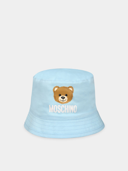 Cloche celeste per neonato con Teddy Bear e logo,Moschino Kids,MMX04A LMA01 40304