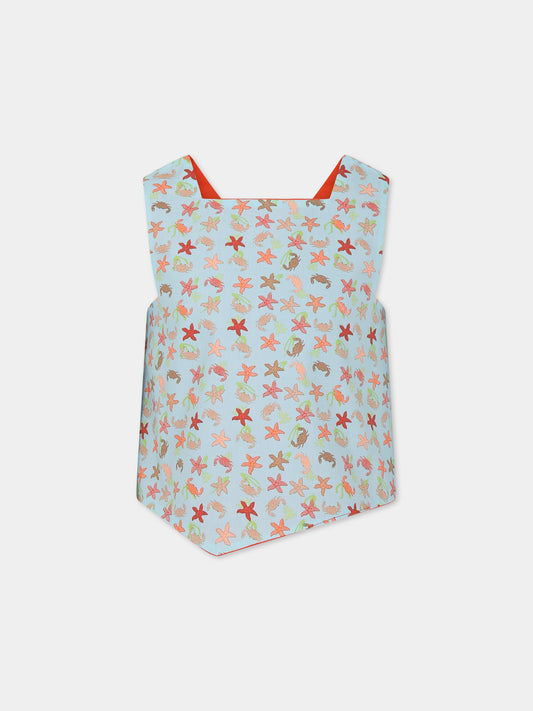 Top celeste double-face per bambina con stampa e logo,Farway Milano,TOP01PKT