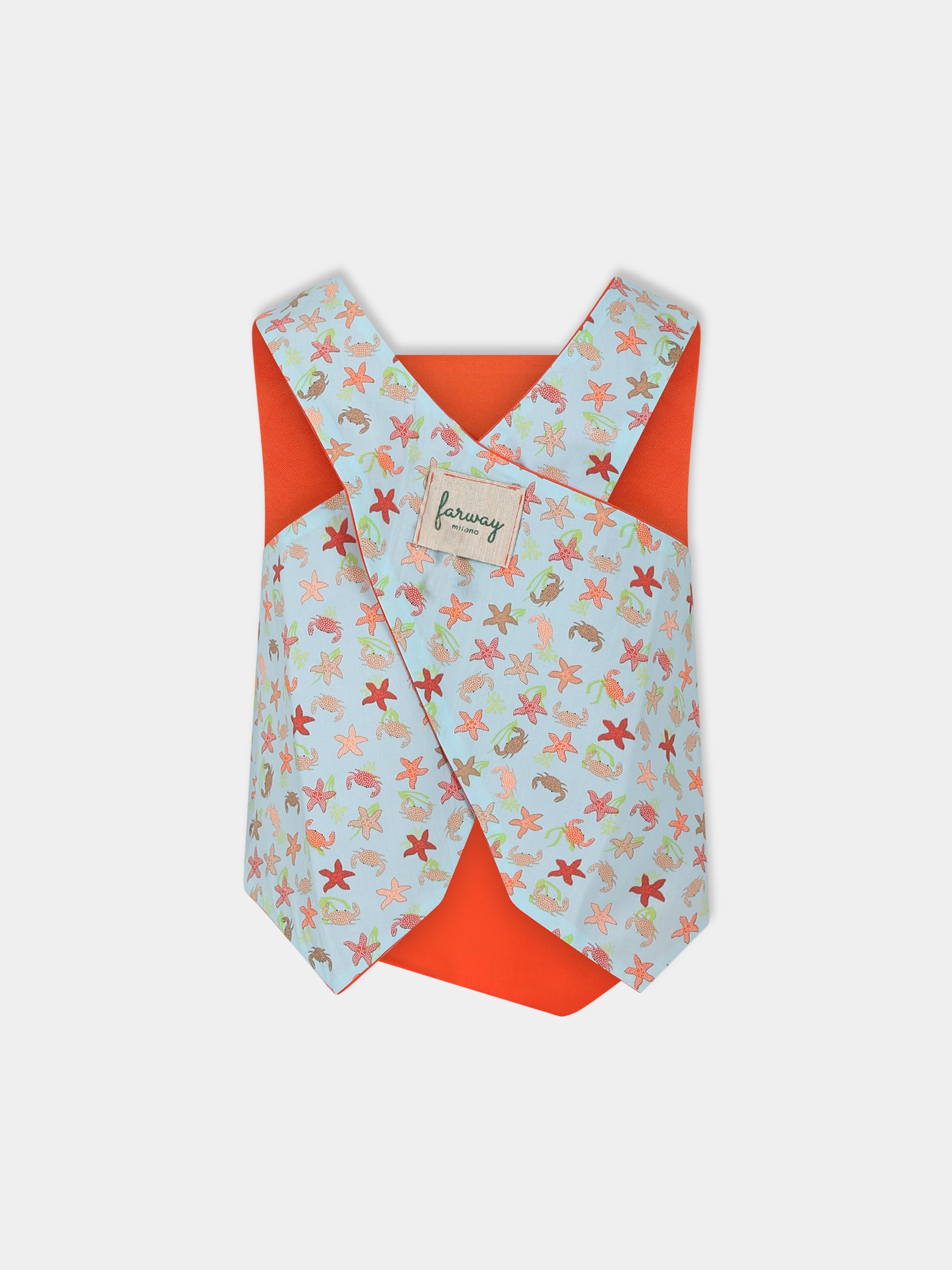 Top celeste double-face per bambina con stampa e logo,Farway Milano,TOP01PKT