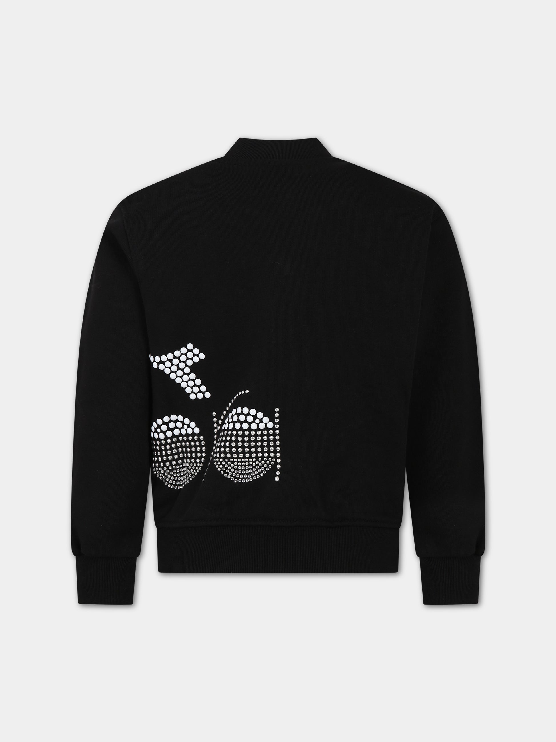 Felpa nera per bambina con logo,Diadora Kids,032225 110