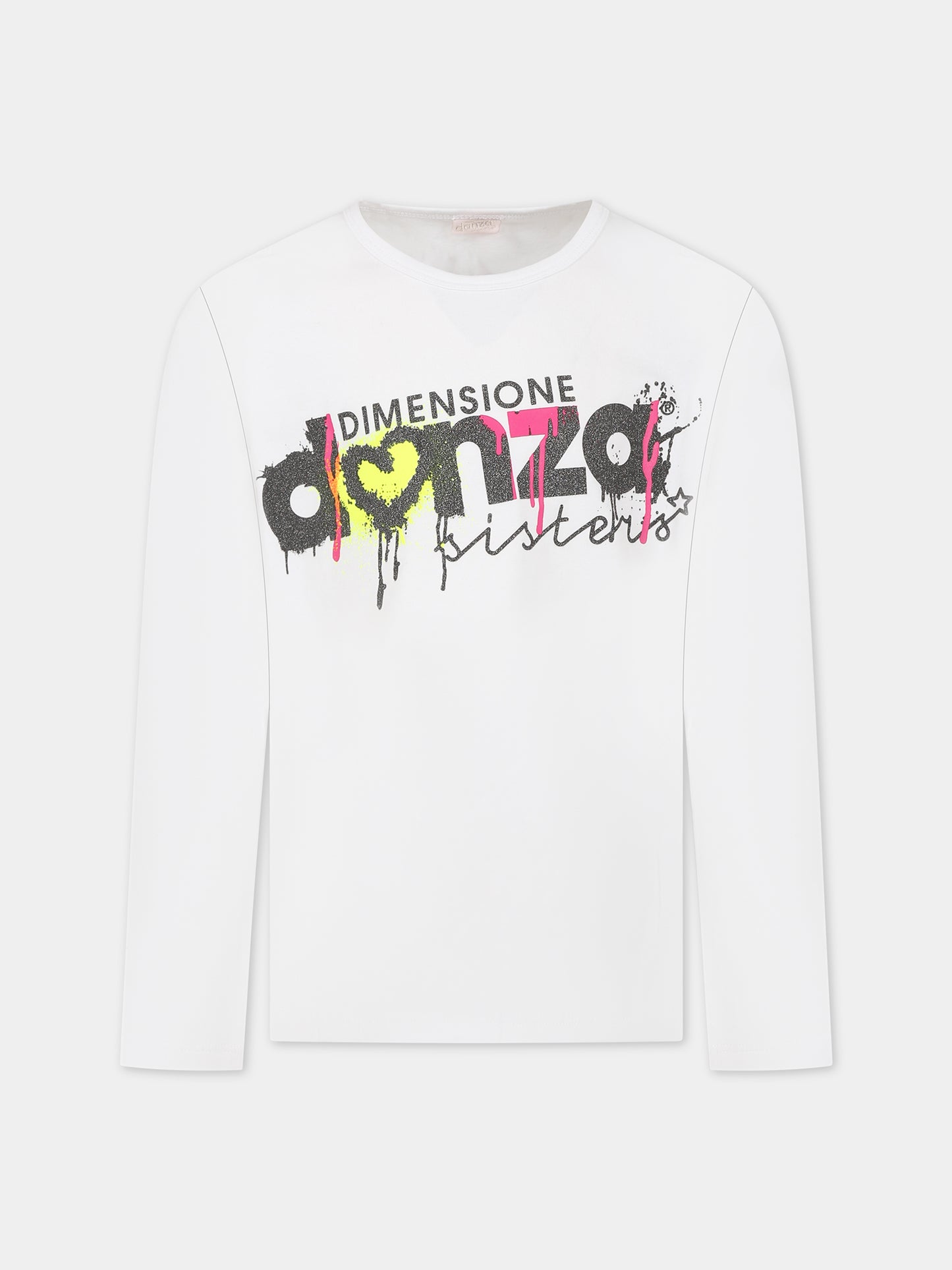 T-shirt bianca per bambina con logo e stampa,Dimensione Danza,031660 002
