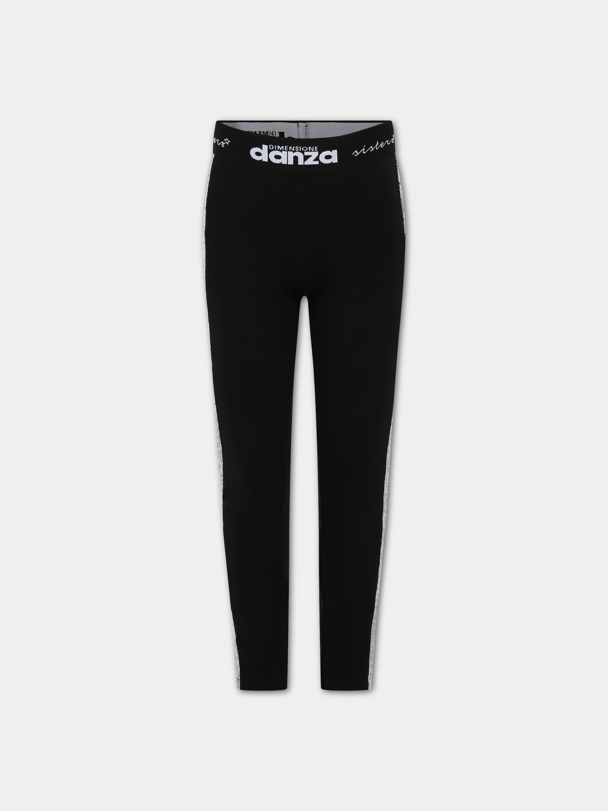 Leggings neri per bambina con logo,Dimensione Danza,031943 110