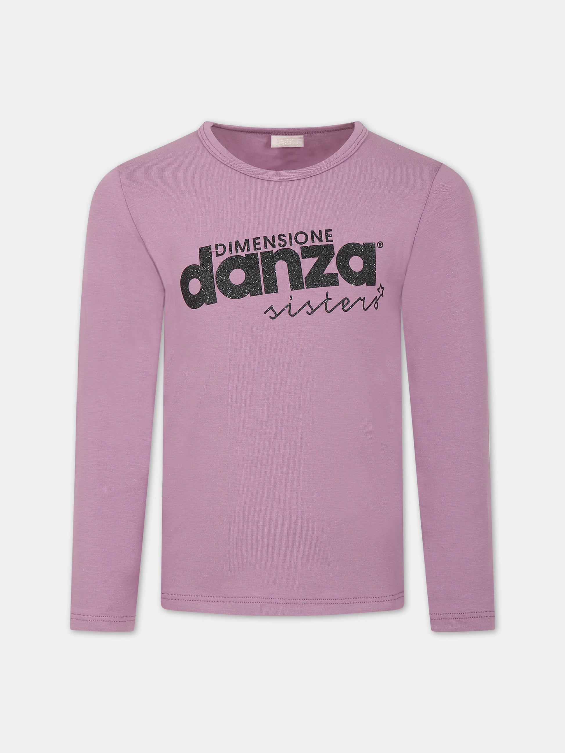 T-shirt viola per bambina con logo,Dimensione Danza,032165 046