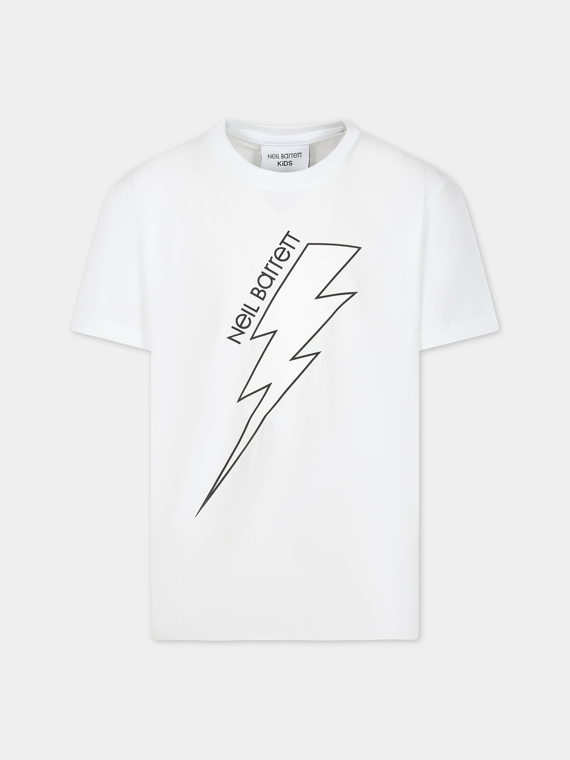T-shirt bianca con iconico fulmine per bambino,Neil Barrett Kids,033589 001
