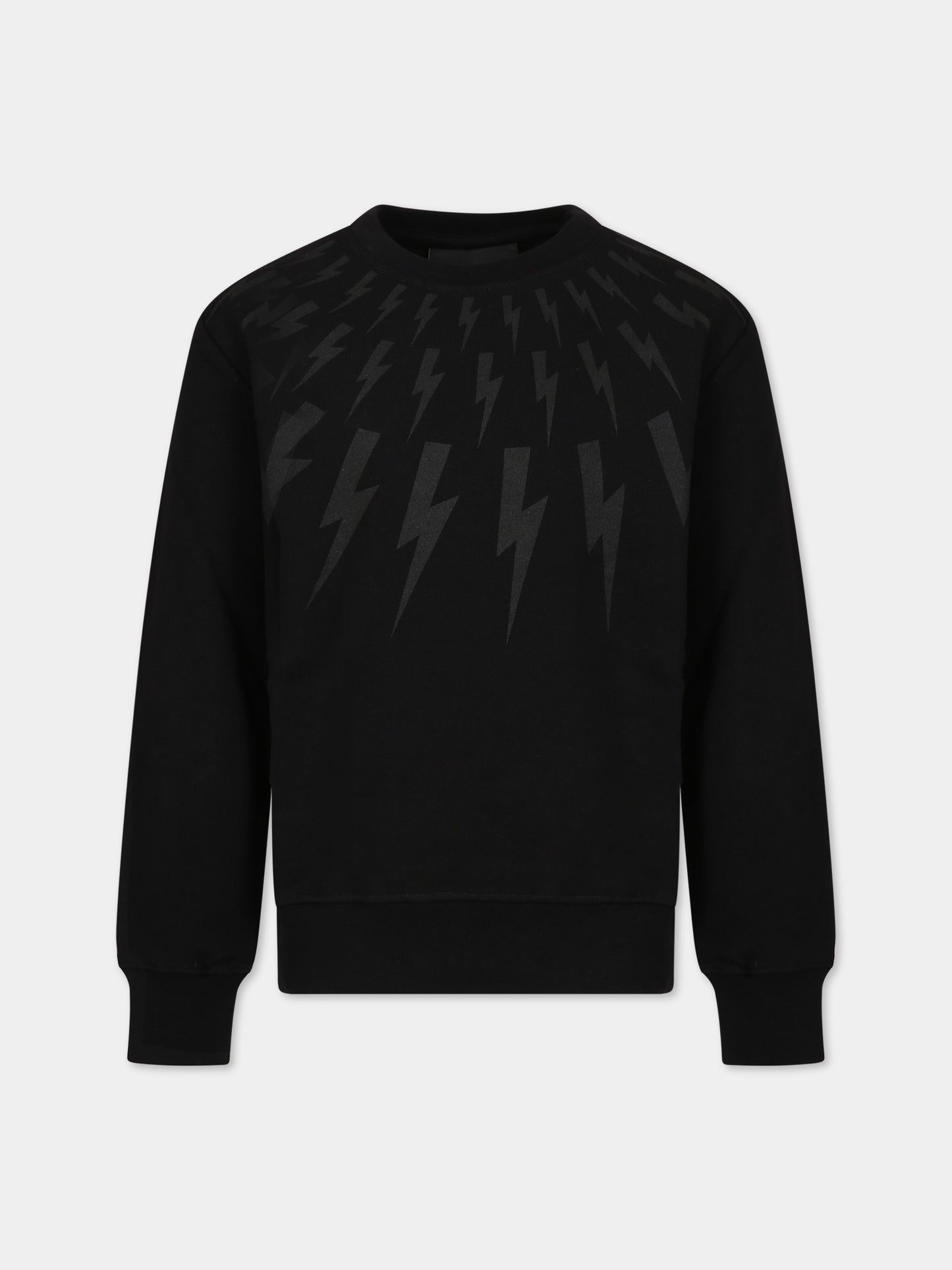 Felpa nera per bambino con iconcihe saette,Neil Barrett Kids,033622 110/10