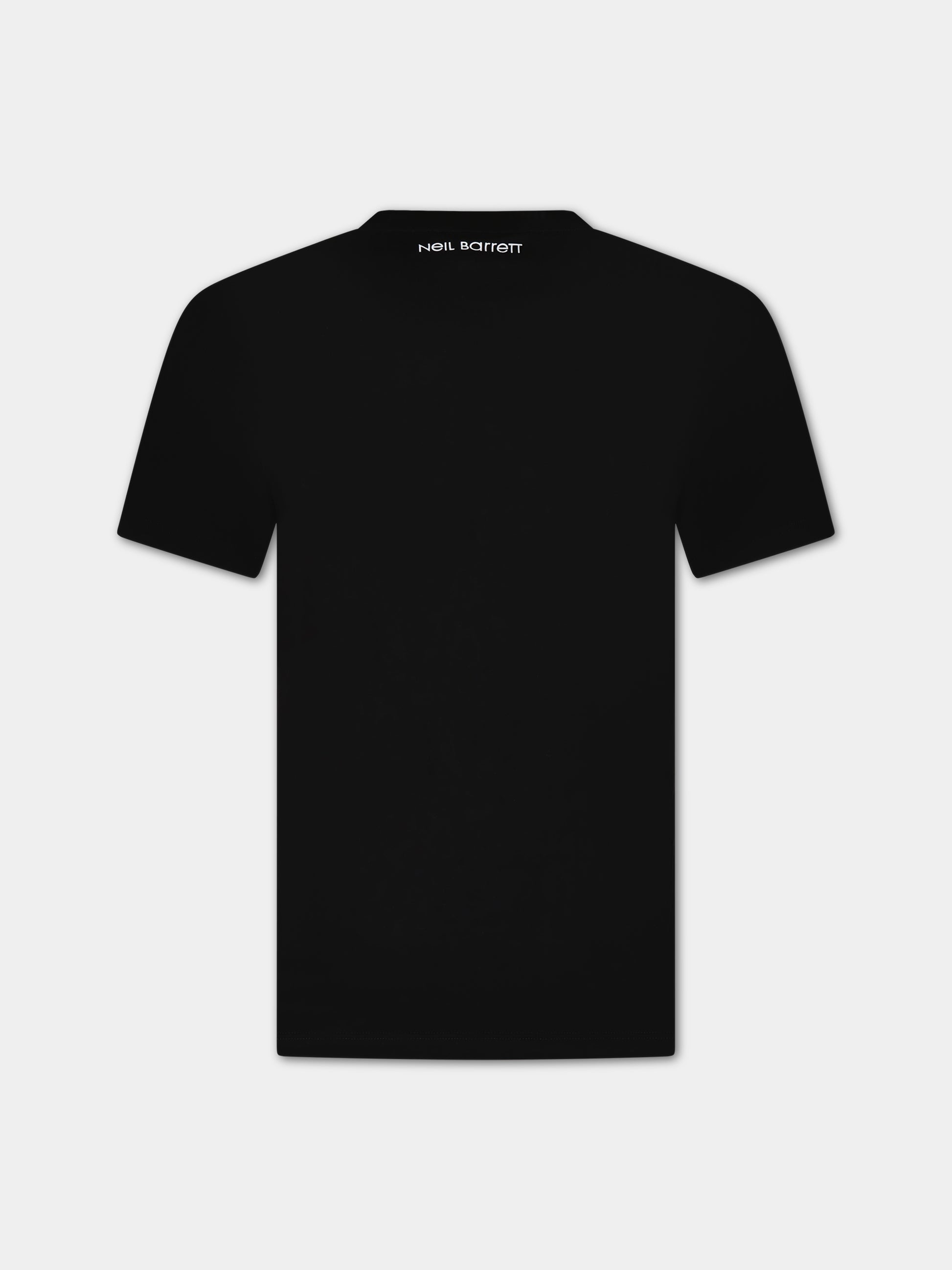 T-shirt nera con fulmini iconici per bambino,Neil Barrett Kids,033633 110