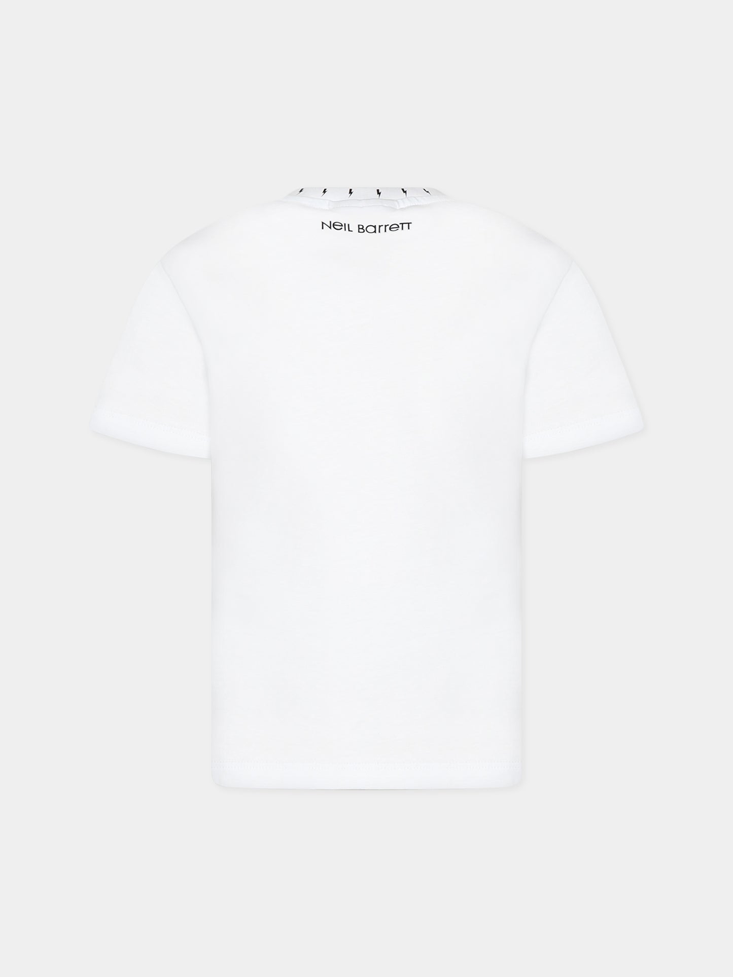 T-shirt bianca per bambino  con iconiche saette e logo,Neil Barrett Kids,033644 001
