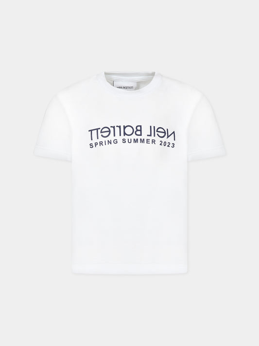 T-shirt nera per bambino con logo,Neil Barrett Kids,033651 001