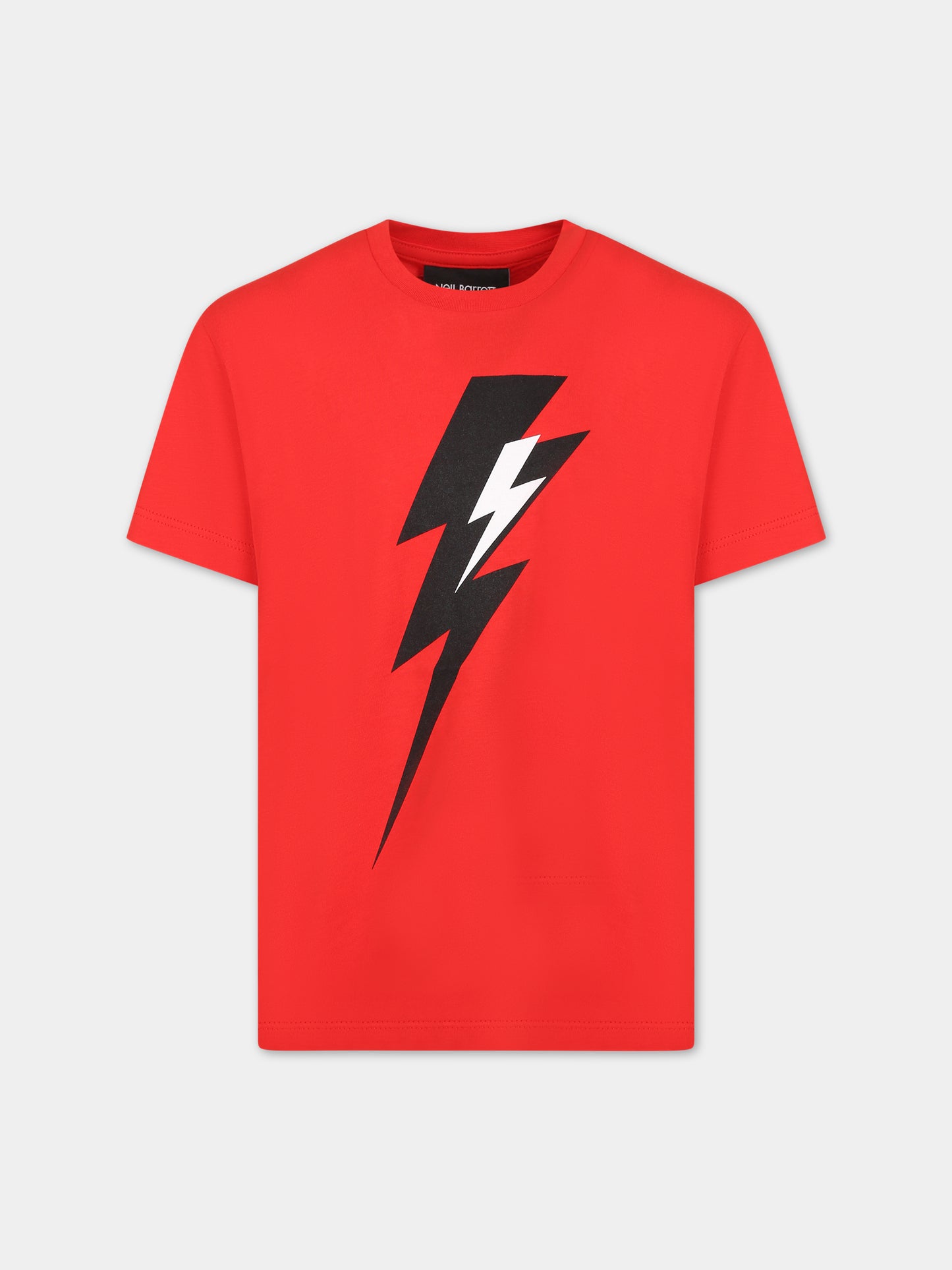 T-shirt rossa per bambino con logo e iconiche saette,Neil Barrett Kids,033579 040