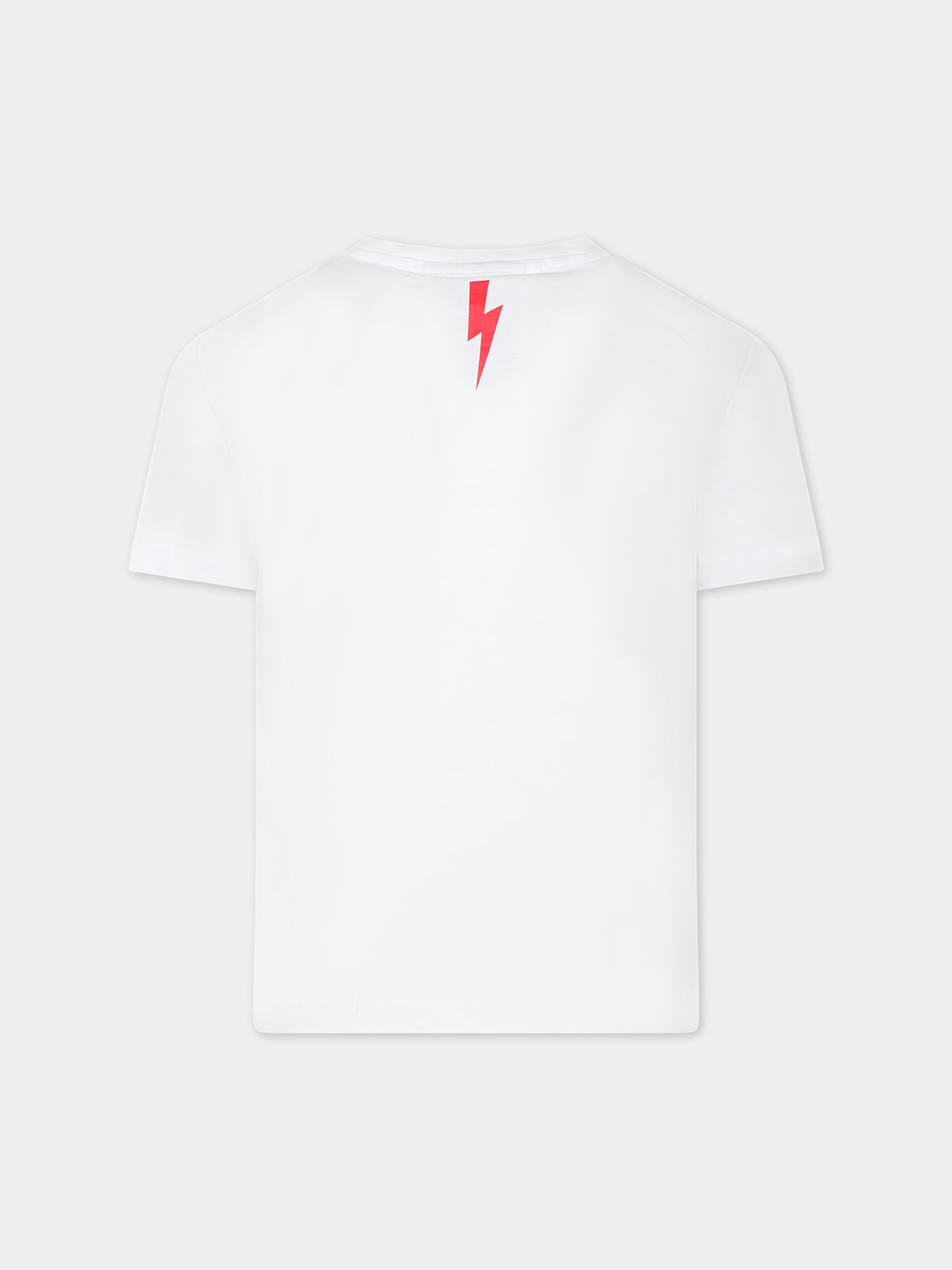 T-shirt bianca per bambino con logo bianco e rosso,Neil Barrett Kids,033580 001