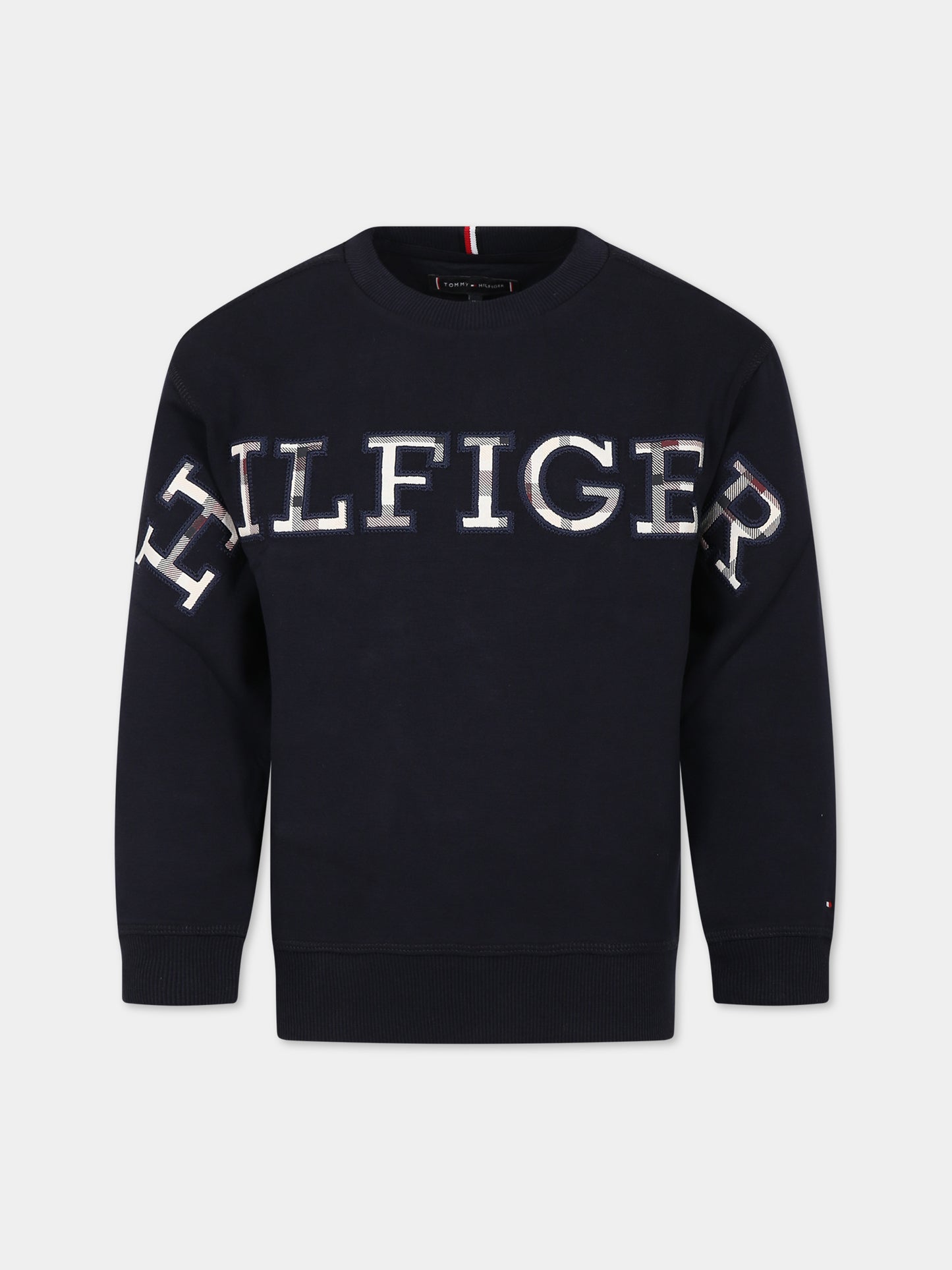 Felpa blu per bambino con logo,Tommy Hilfiger Junior,KB0KB08382 DW5