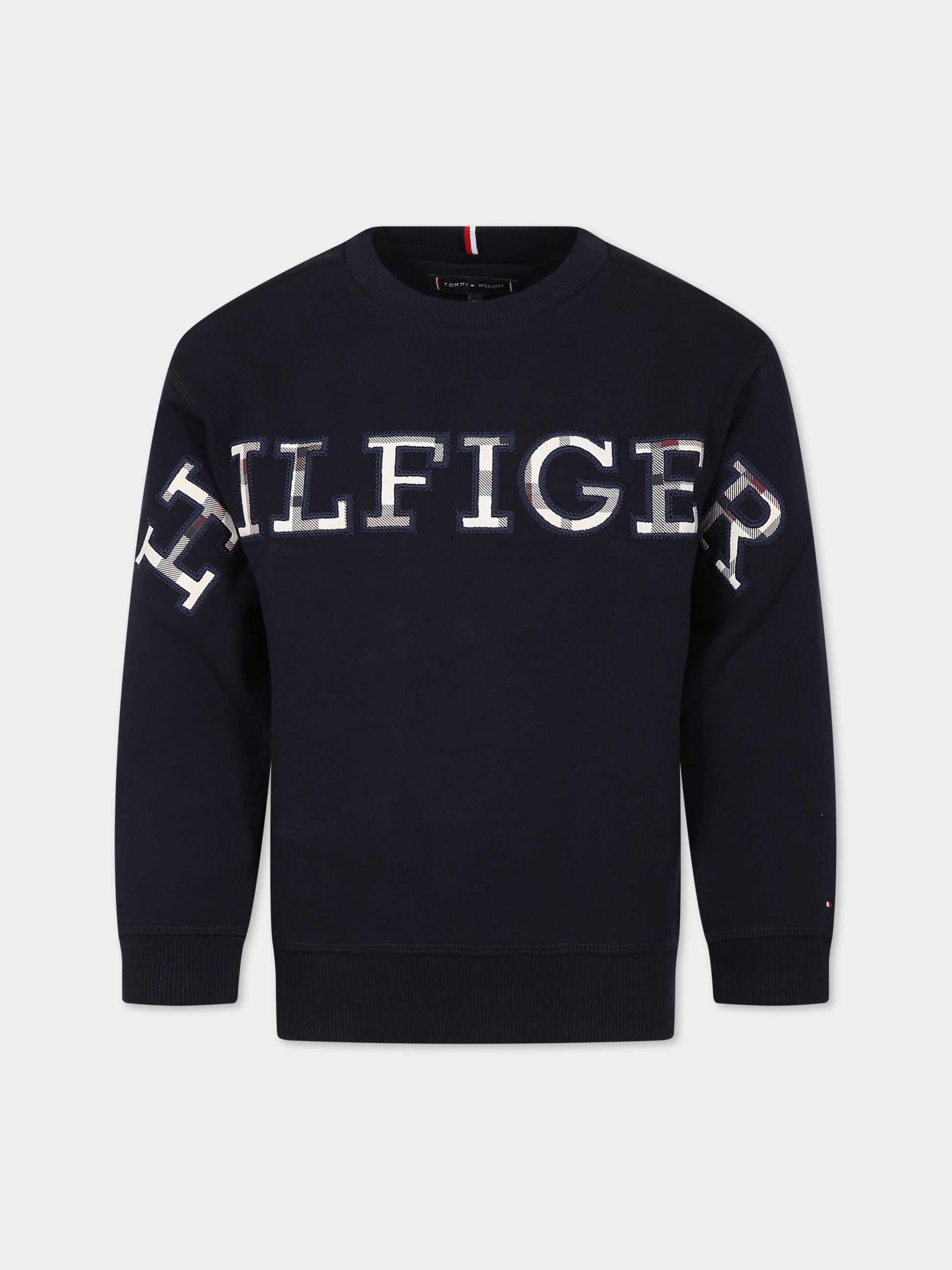 Felpa blu per bambino con logo,Tommy Hilfiger Junior,KB0KB08382 DW5