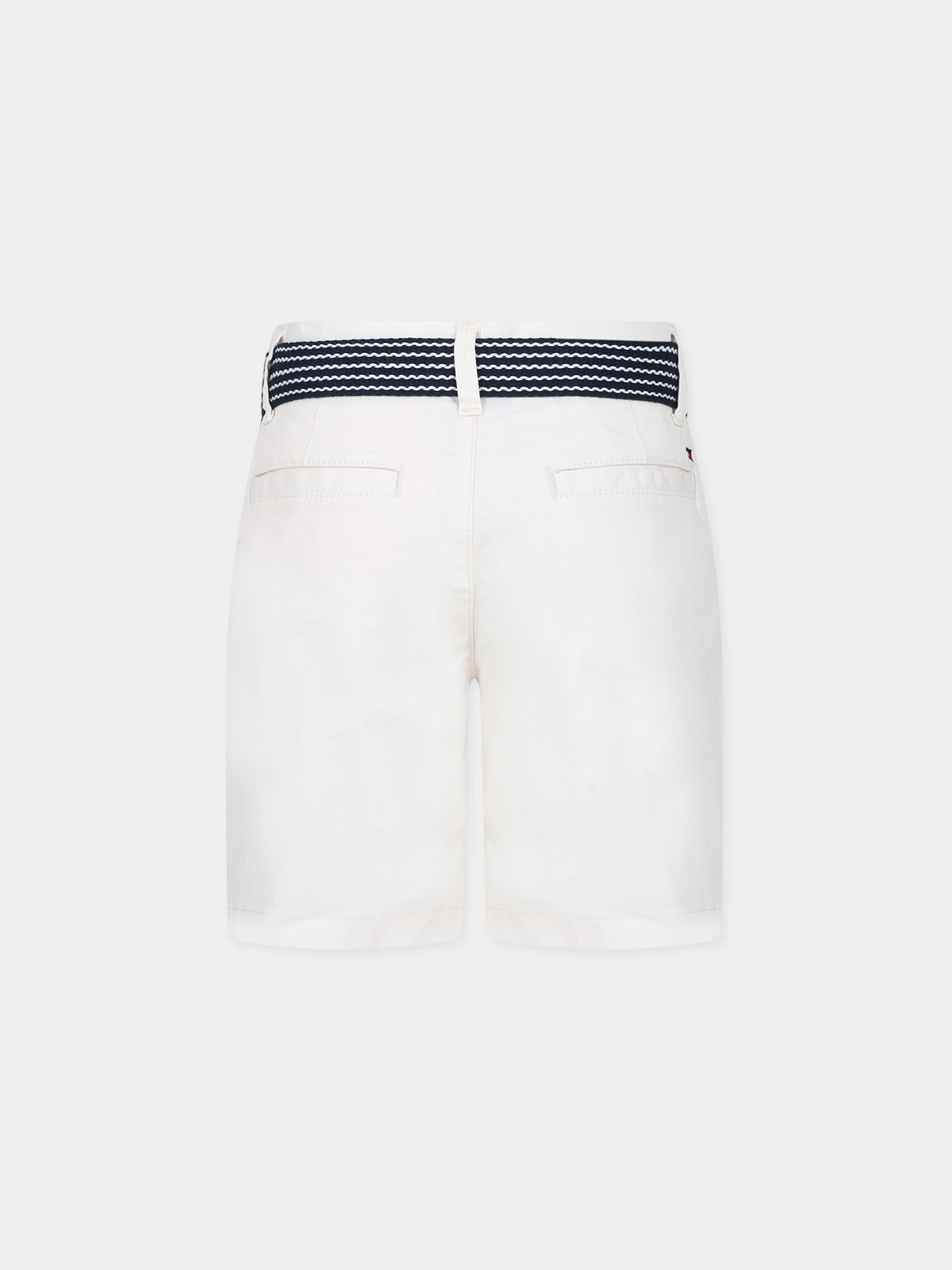 Shorts avorio per bambino con logo,Tommy Hilfiger Junior,KB0KB08127