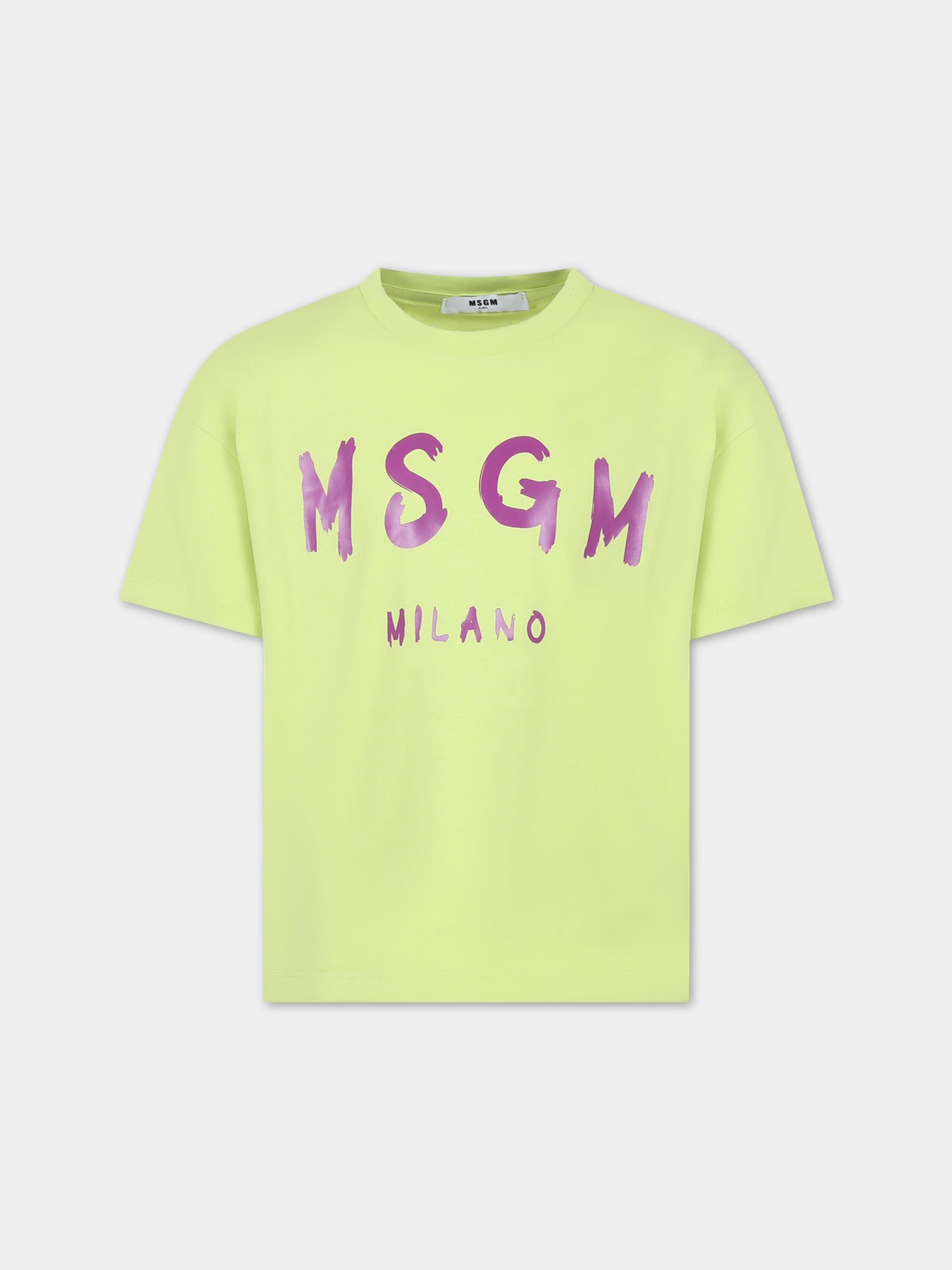 T-shirt gialla per bambini con logo,Msgm Kids,MS029315 086