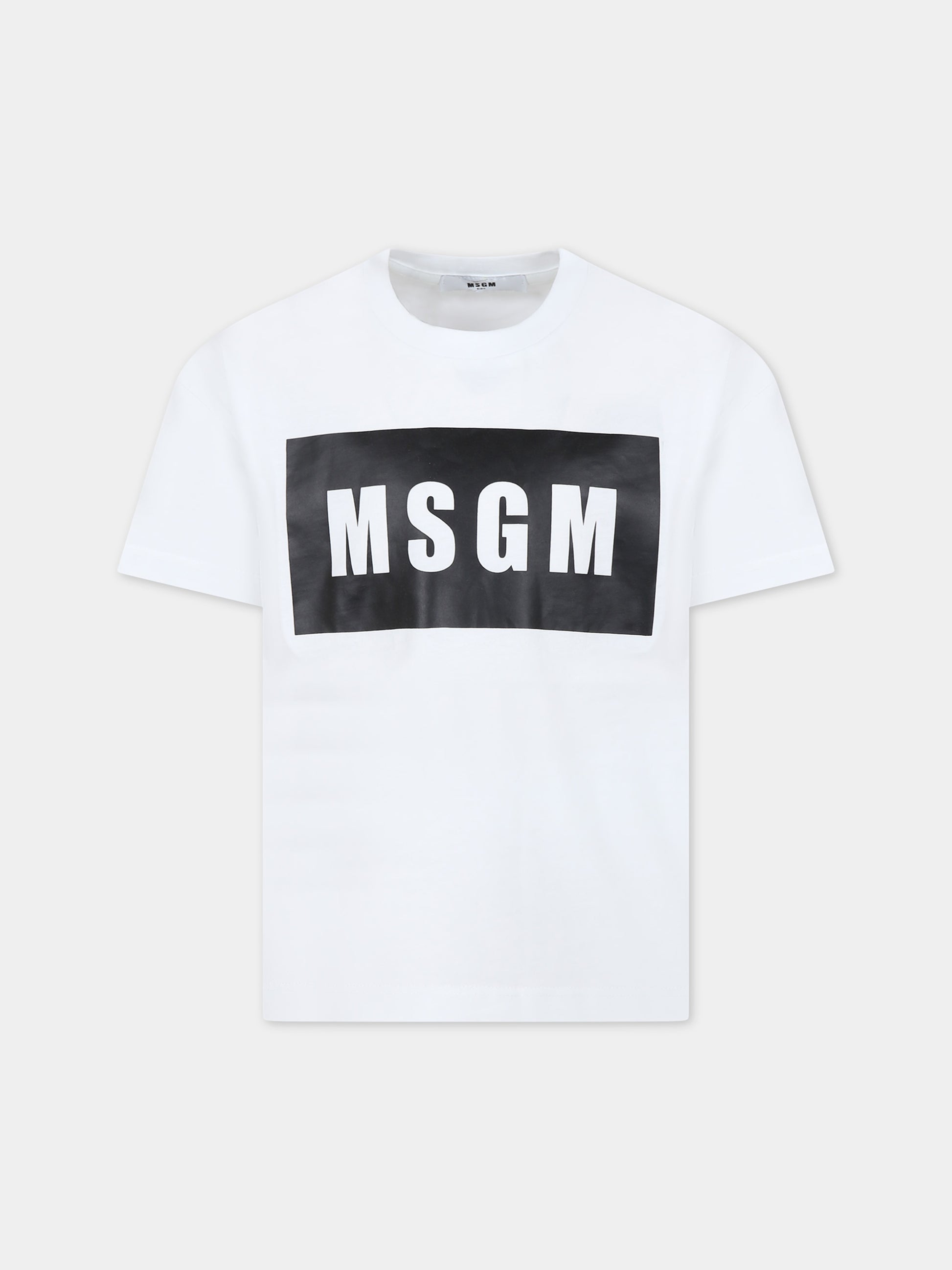 T-shirt bianca per bambini con logo,Msgm Kids,MS029317 001