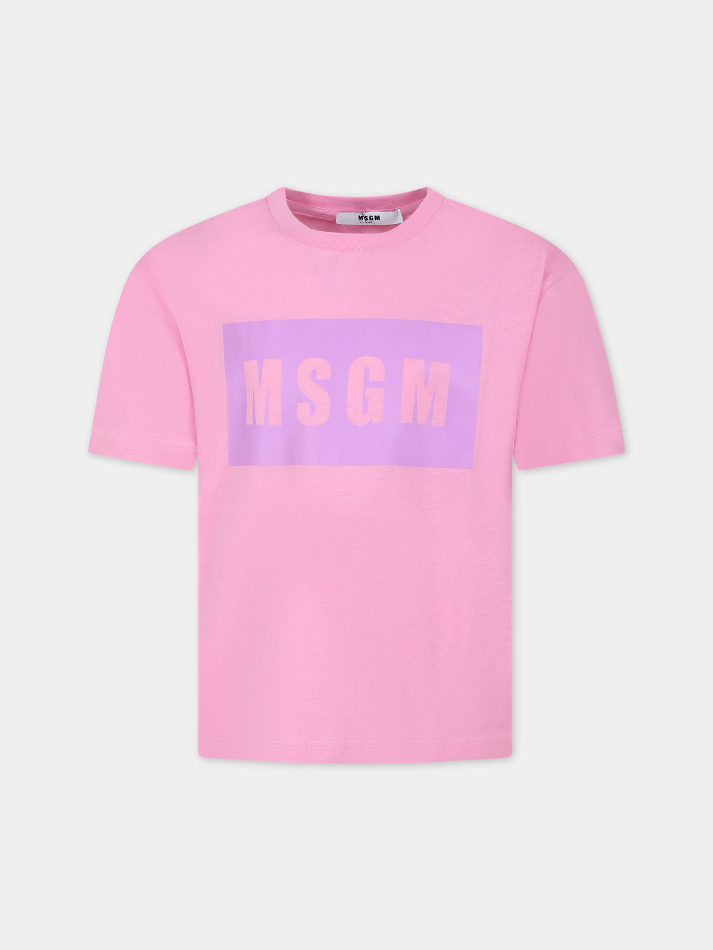 T-shirt rosa per bambini con logo,Msgm Kids,MS029317 042
