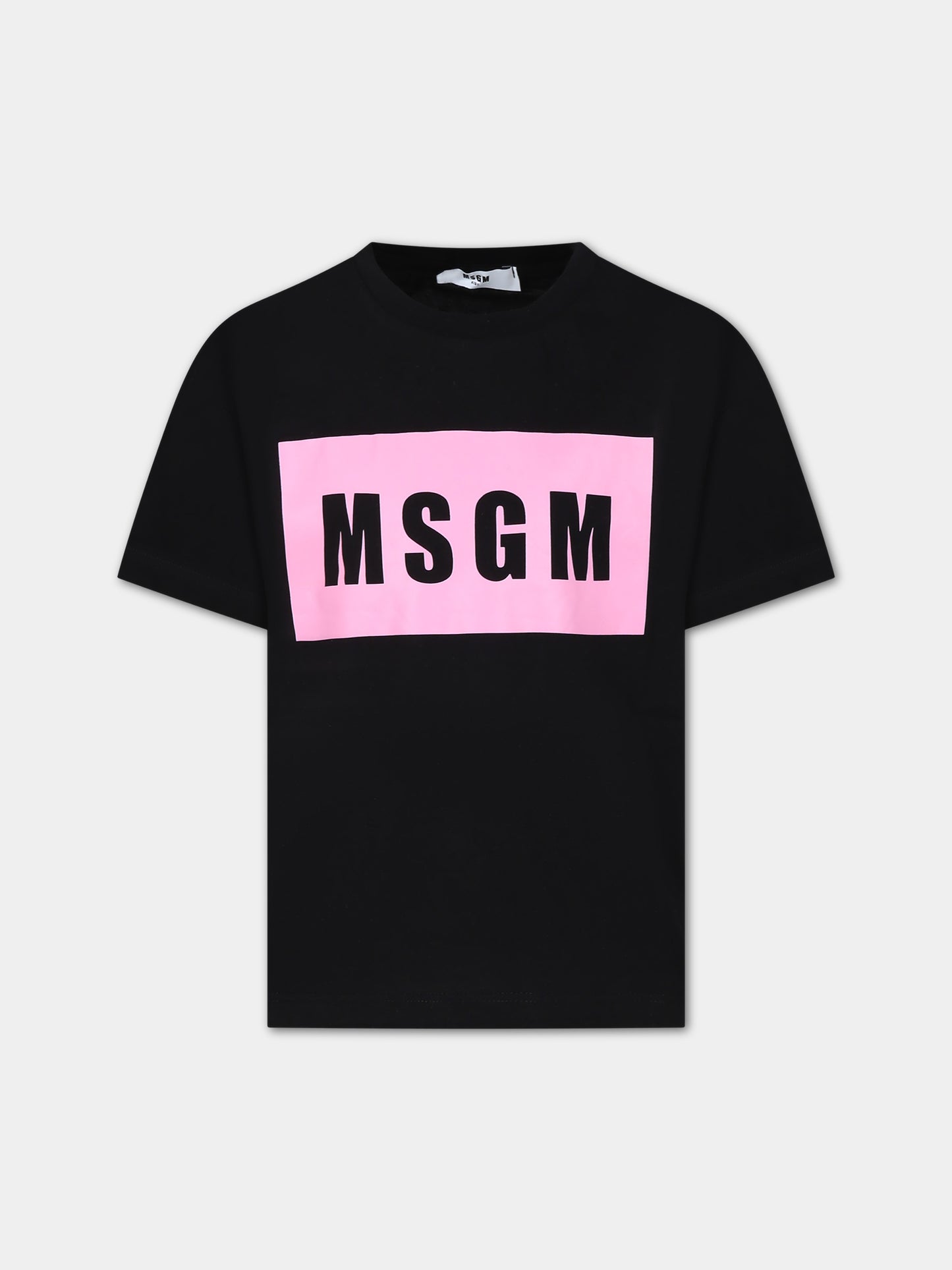 T-shirt nera per bambini con logo,Msgm Kids,MS029317 110/08
