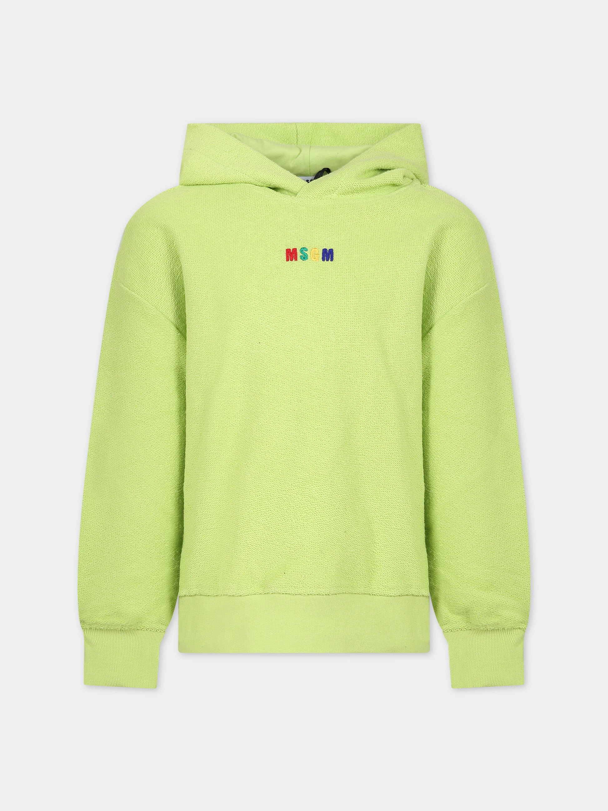 Felpa verde per bambini con logo,Msgm Kids,MS029321 086