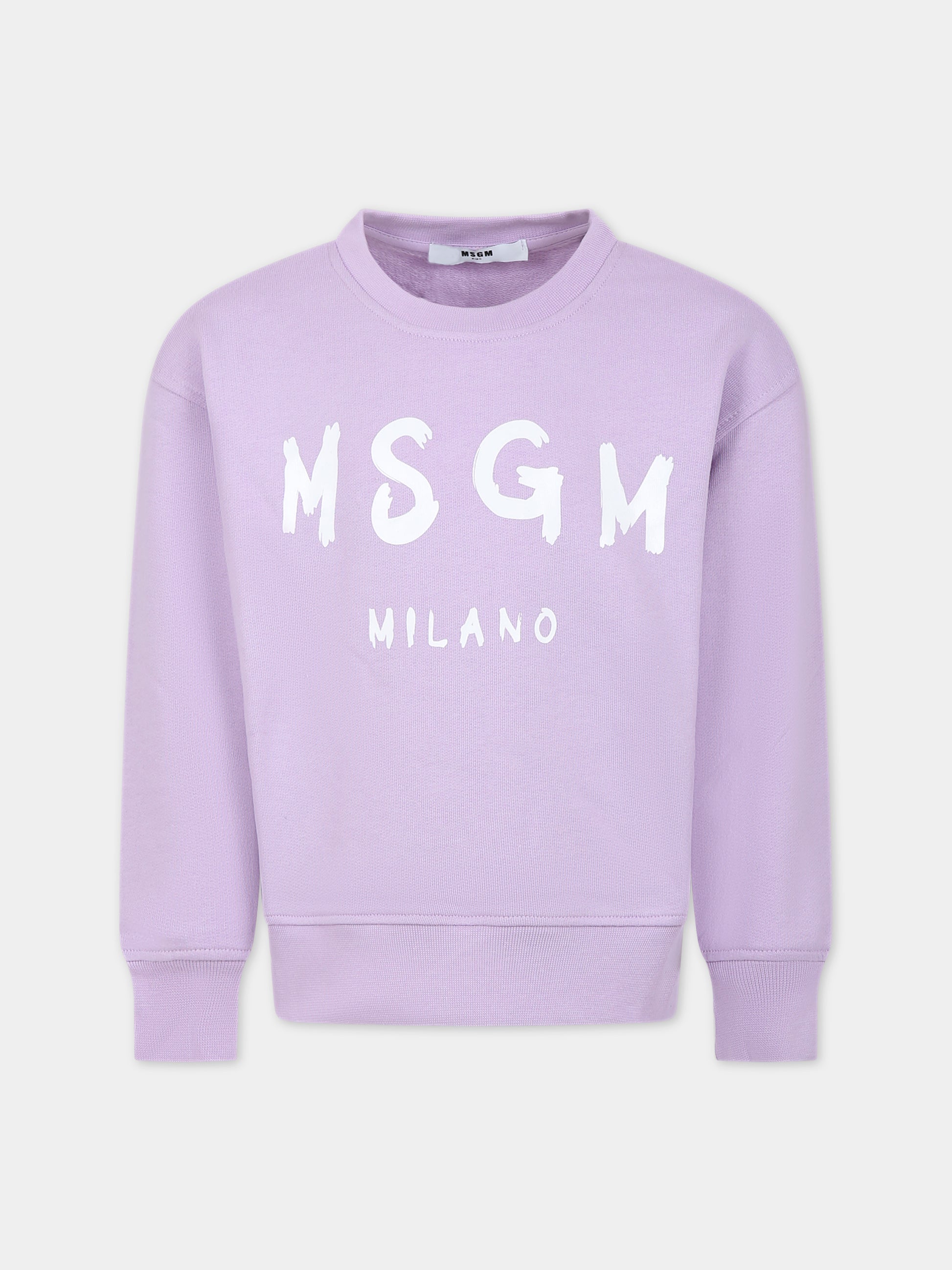 Felpa lilla per bambina con logo,Msgm Kids,MS029324 071