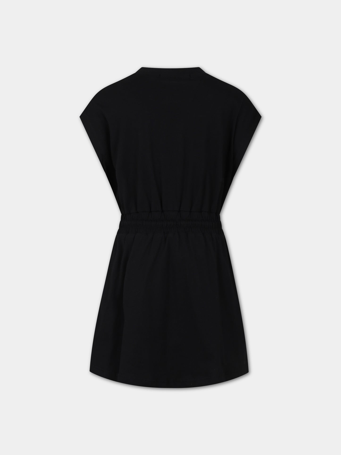 Vestito nero per bambina con logo,Msgm Kids,MS029327 110/08