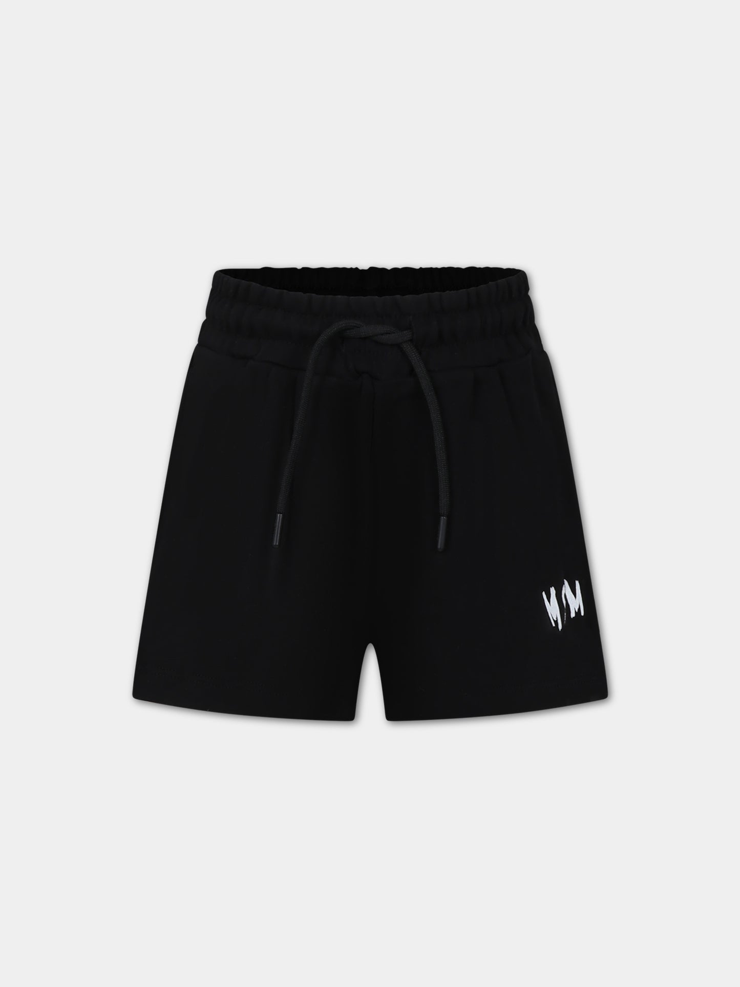 Shorts neri per bambina con logo,Msgm Kids,MS029329 110