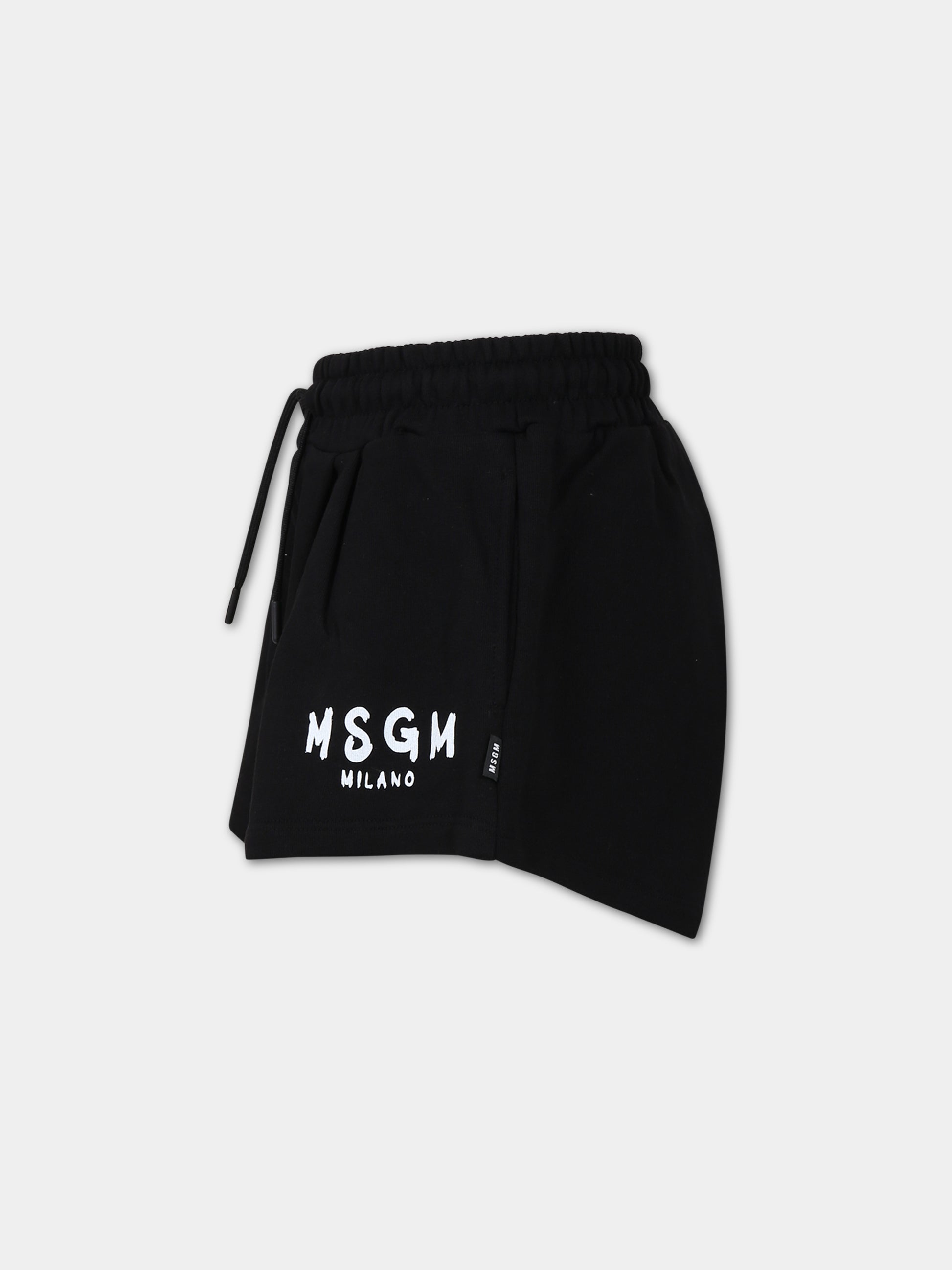 Shorts neri per bambina con logo,Msgm Kids,MS029329 110